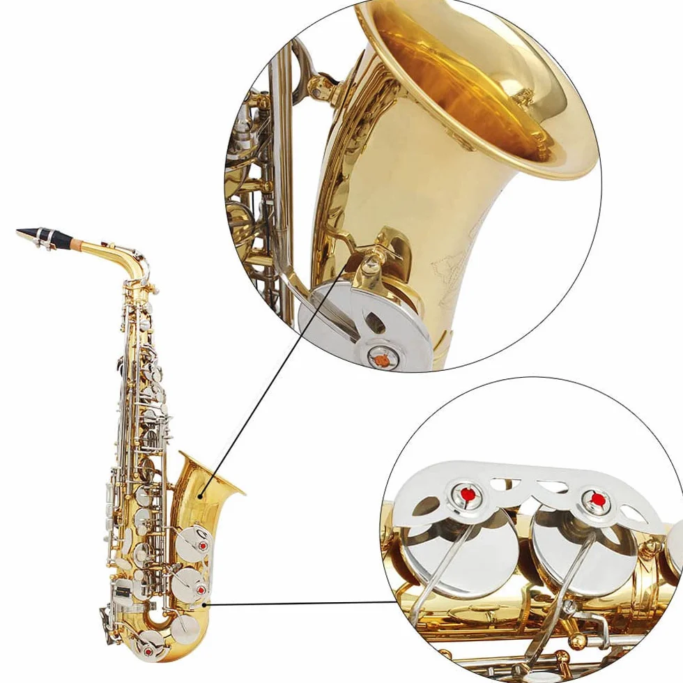 HUIOP LADE Saxofón Alto Saxófono Latón Brillante Grabado Eb E-Flat Botón de Shell Blanco Natural Instrumento de Viento con los Guantes Caso Mute Paño de Limpieza Cepillo de Banda,Saxófono