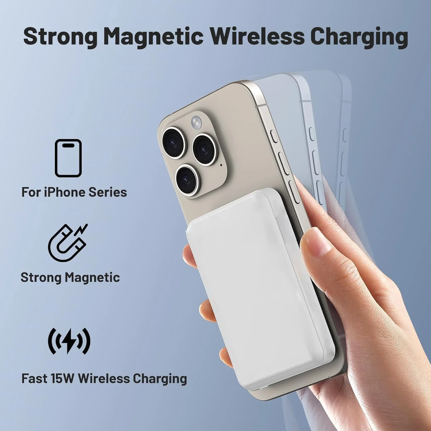 Inalámbrico Power Bank 10000mAh, Magnético Batería Externa para iPhone, 20W Portátil Carga Rápida Wireless Externo Baterías, Powerbank con iPhone 17 16 15 14 13 12 Pro MAX Plus Series Galaxy Android