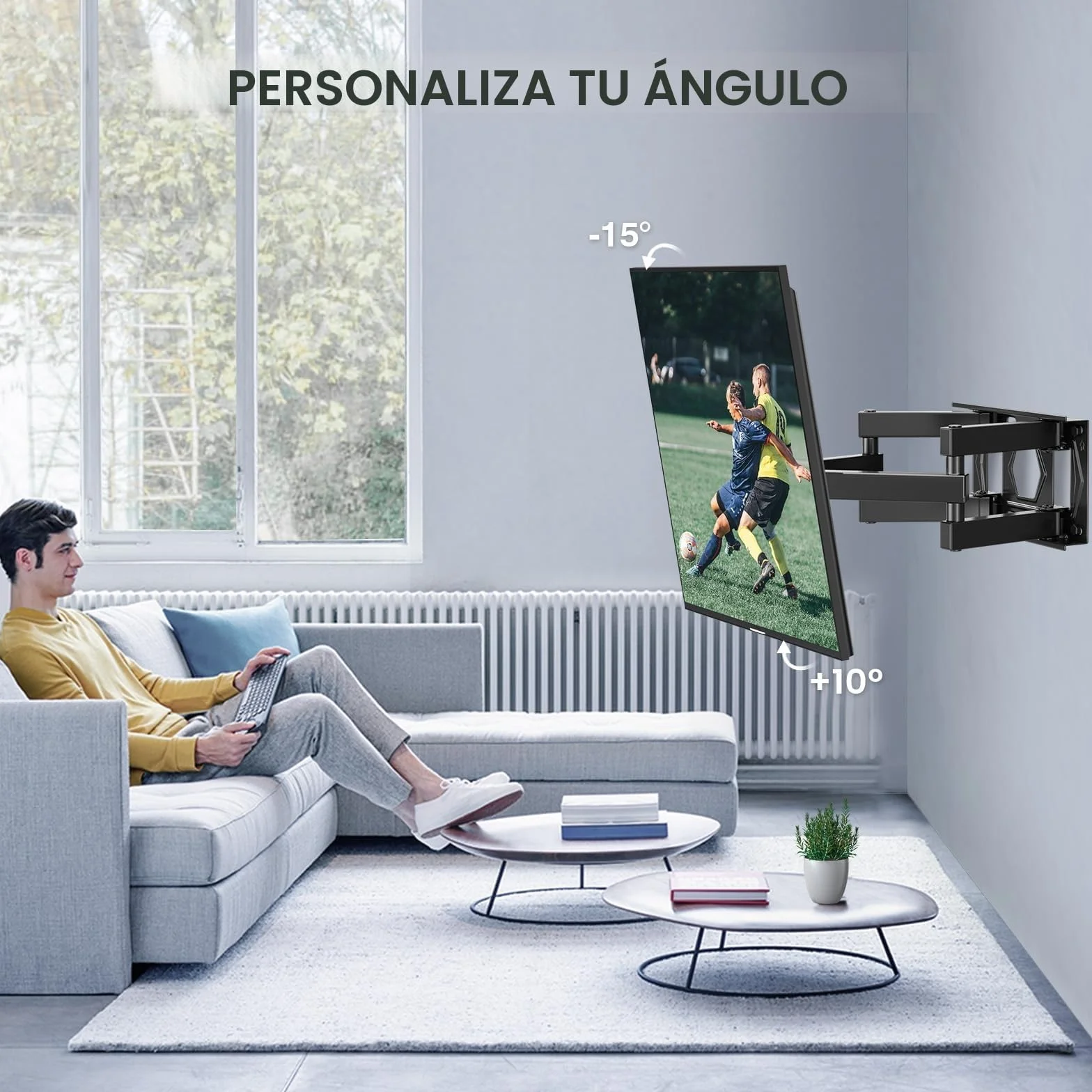 PERLESMITH Soporte TV Pared Articulado Inclinable Giratorio 26-70 Pulgadas VESA 400x400mm 45kg