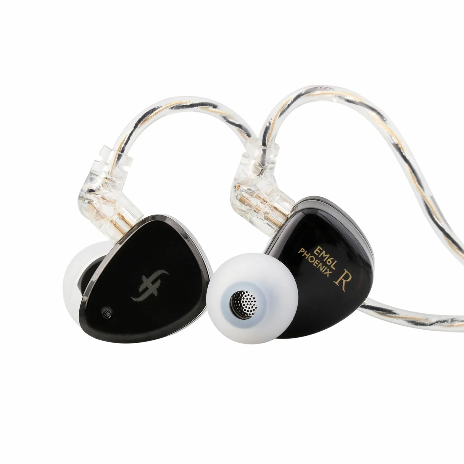LINSOUL SIMGOT EM6L Monitor de Altavoces Híbrido con Carcasa 3D, Auriculares HiFi In-Ear, Cable OFC Plateado Extraíble (Negro, EM6L)