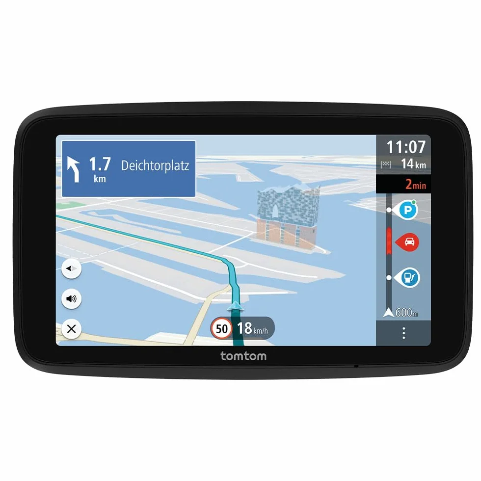 TomTom GPS Coche GO Advanced (6", con información de tráfico y Alerta de radares, actualizaciones de mapas del Mundo por Wi-Fi, indicación de carriles en Movimiento y Soporte Reversible Integrado)