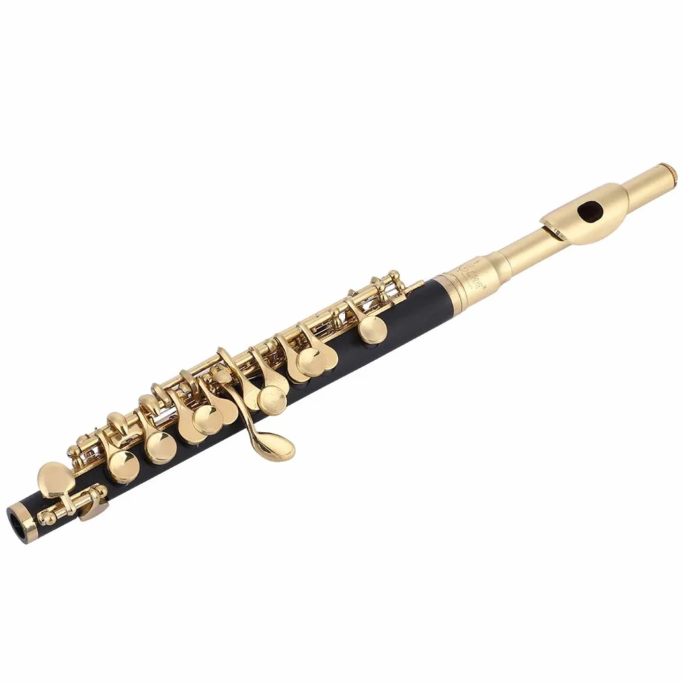 C Key Piccolo 2 Colores Piccolo Ottavino Flauta de Tamaño Medio Plateada C Key Tone con Caja Acolchada (Oro)