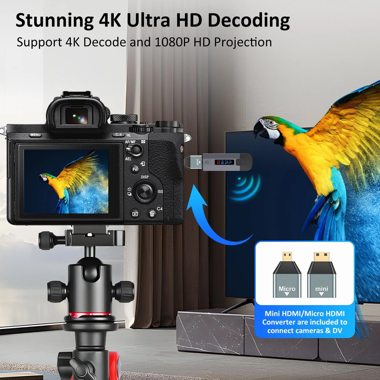 Transmisor y Receptor inalámbricos HDMI 4K, Carcasa de Kit de extensión portátil HDMI con Pantalla led, 2.4G/5G Plug&Play de transmisión de vídeo Desde la computadora portátil/Caja de TV a Monitor