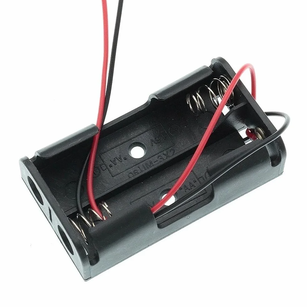 Porta baterías genérico 2xAA 1,5V con cables de 15cm - Porta alimentación electrónica DIY, fuente de alimentación para reparaciones