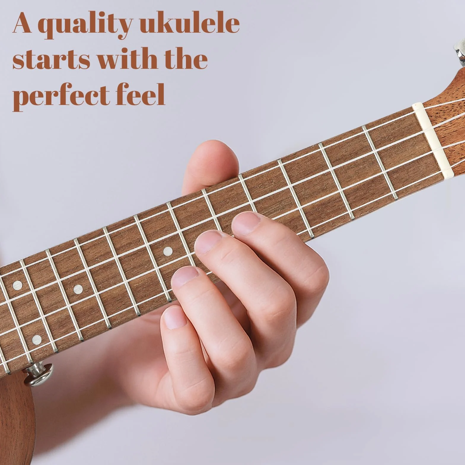 Ukelele de Concierto para Adultos y Niños - Ukelele Soprano Profesional 23" en Caoba Maciza con Sonido Premium, Diseño Elegante y Kit Completo Inicial (Funda, Correa, Púas, Cuerdas)