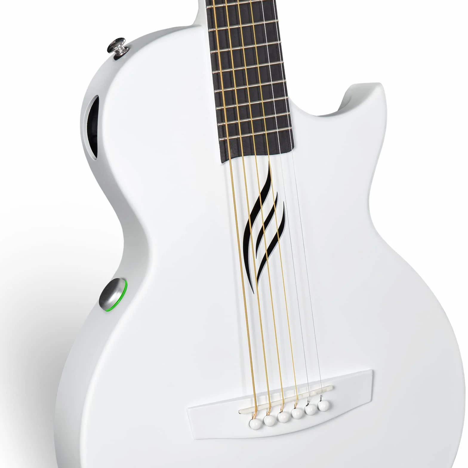 Enya Kit Guitarra Eléctrica Acústica - 1/2 Nova Go SP1 Blanca con pastilla Smart AcousticPlus Pequeña y liviana para niños Adultos Principiantes Set de iniciación Banda de Viaje