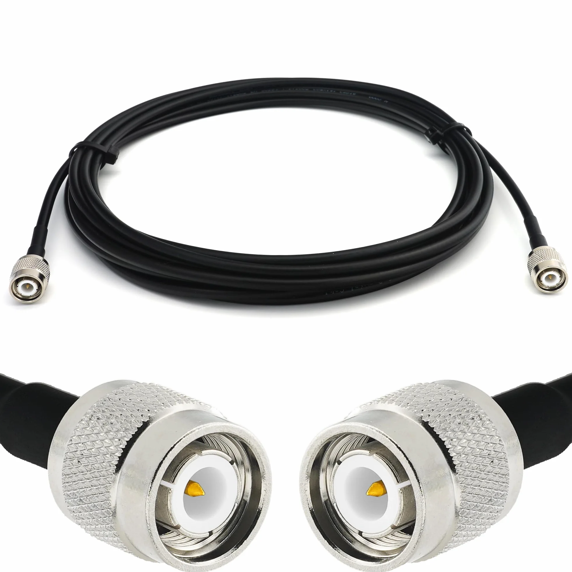 50cm TNC Macho Macho RG58 cable coaxial — 0,5 metros Extensión (50 ohmios) — para la HAM Emisora CB Radio VHF WiFi Analizador Medidor SWR Walkie Talkie cable antena