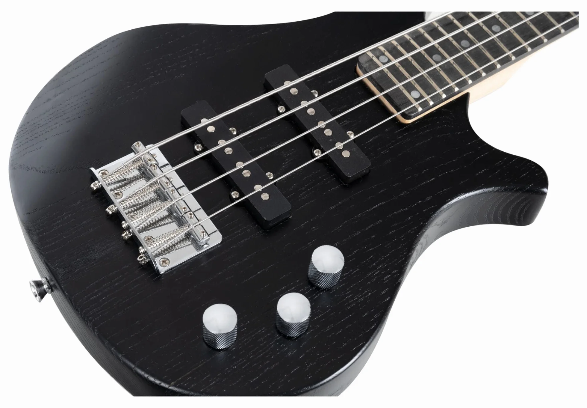 Rocktile TB-4 MBK Traveler Bajo Eléctrico - Bajo eléctrico de 4 cuerdas en formato de viaje - Cuerpo: Aliso, Mástil: Arce - Diapasón: Technical Ebony - 2 pastillas single coil - Negro mate