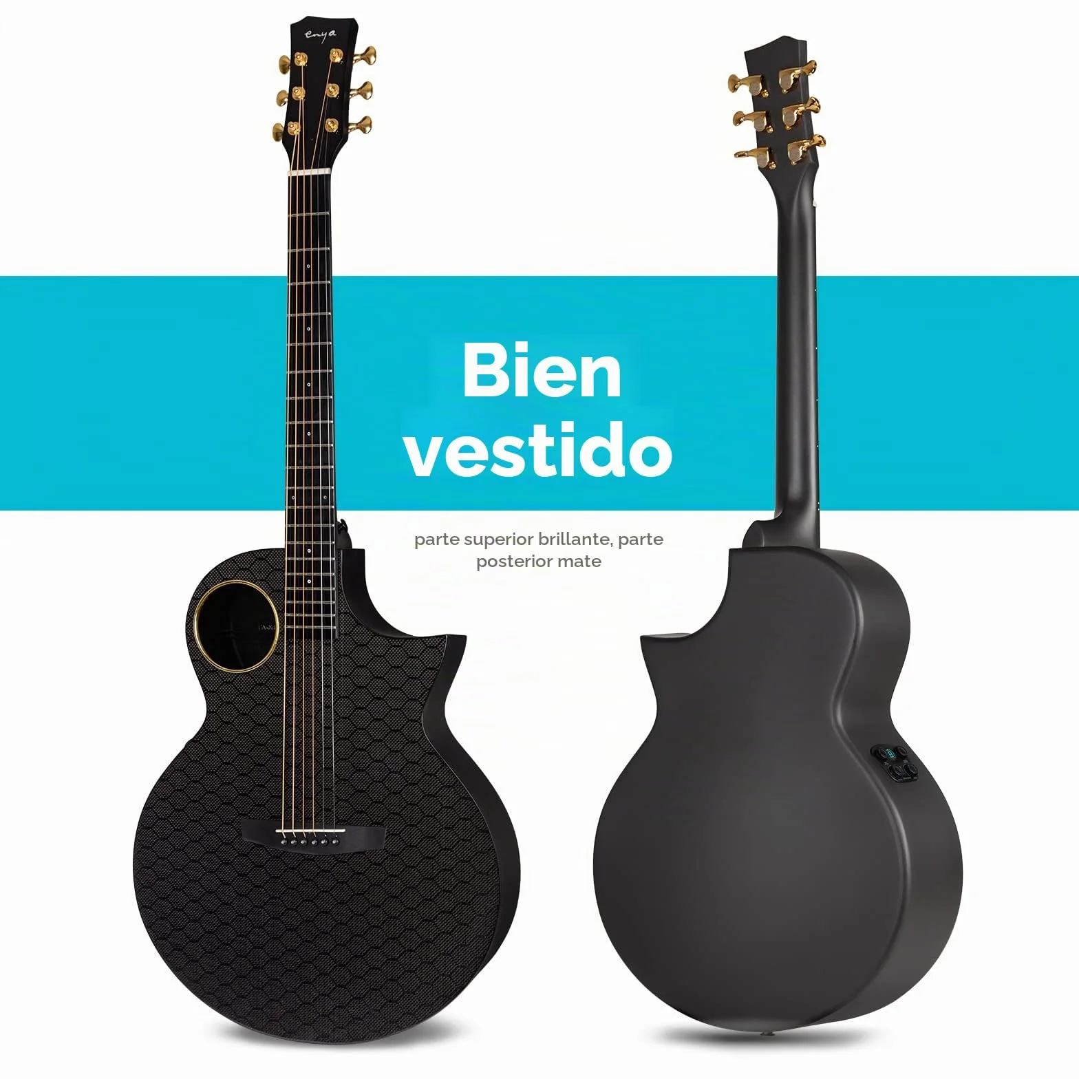enya Enya X4 PRO - Guitarra de fibra de carbono, 41 pulgadas, EA-X4E, guitarra profesional para niños, adultos, principiantes, tocar y cantar