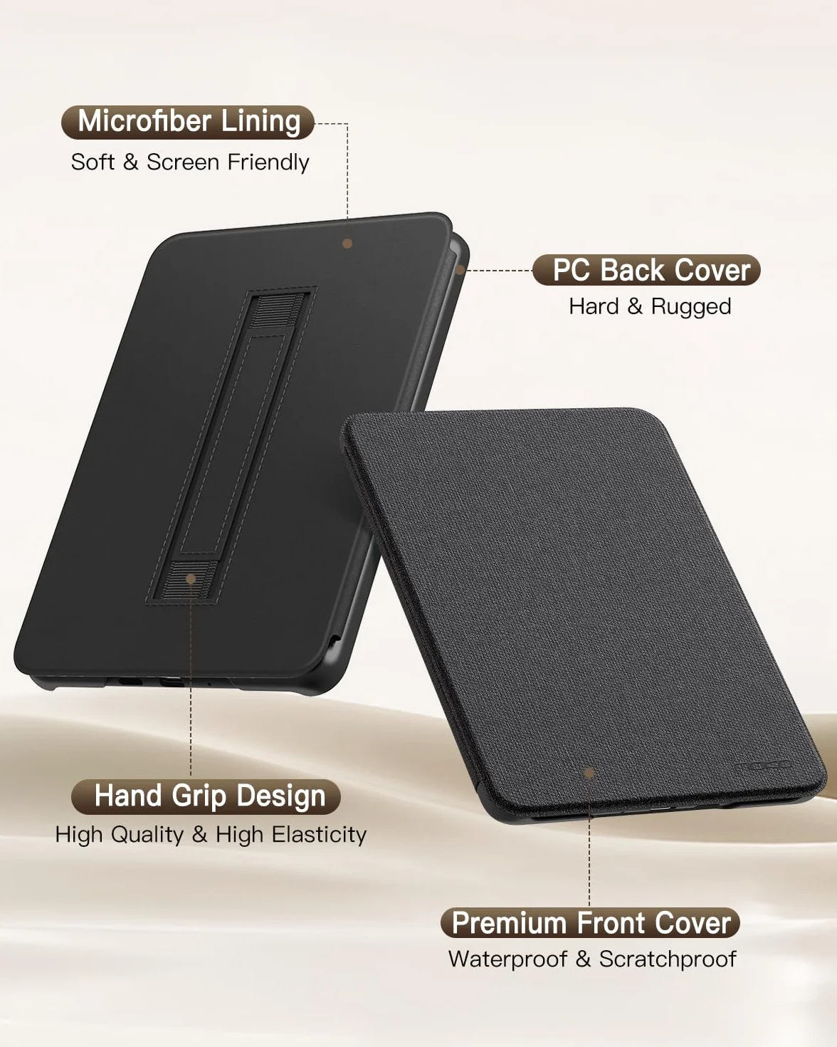 MoKo Funda para 7" Kindle Paperwhite(12ª Generación-2024) y Kindle Colorsoft Signature Edition 2024, Funda Ligera con Correa Auto Wake/Sleep para Kindle Paperwhite 2024, Denim Negro