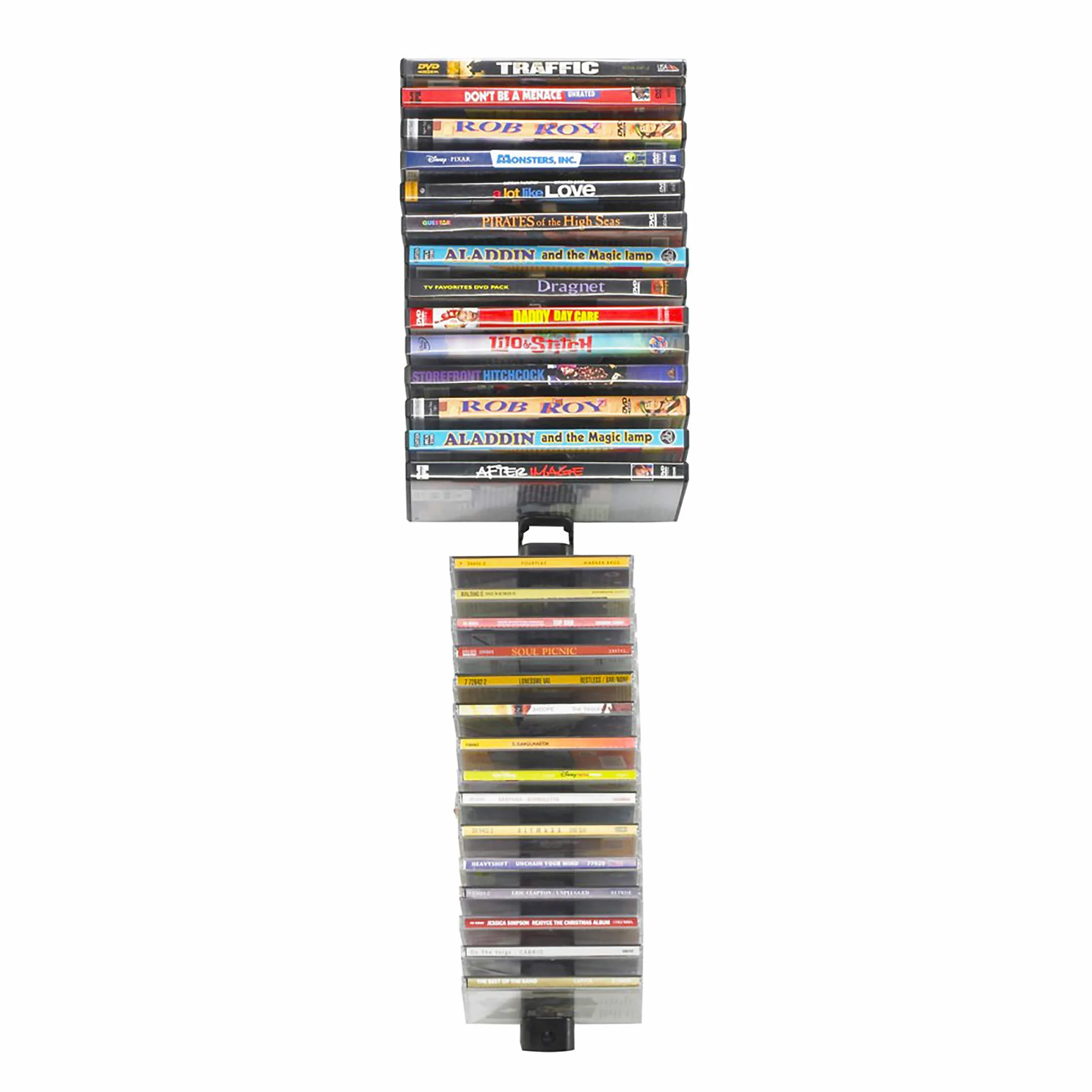 Atlantic Media Stix, estante de almacenamiento de CD/DVD para montaje en pared, paquete de 4, color negro (actualizado)