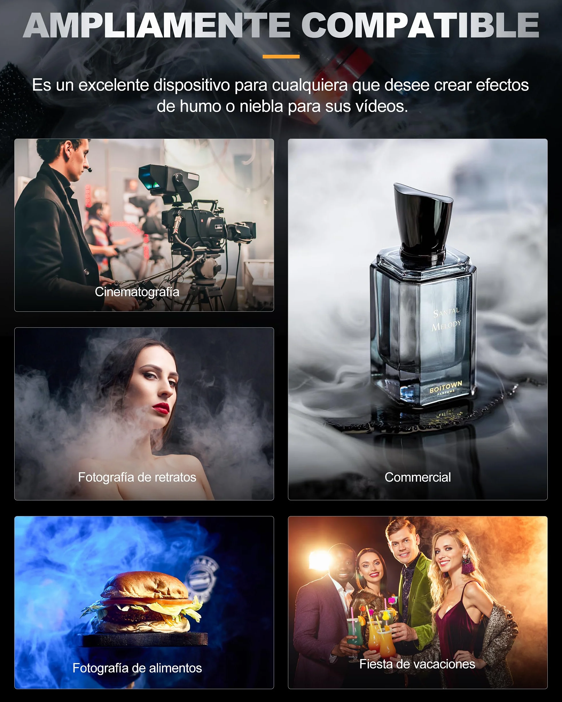 LENSGO Maquina de Humo Portatil con 60ml Líquido, Remoto Inalámbrico, Alimentado por Batería, Maquina de Niebla para Fotografía, Fiestas, Halloween, Bodas,Escenario, Smoke Mini