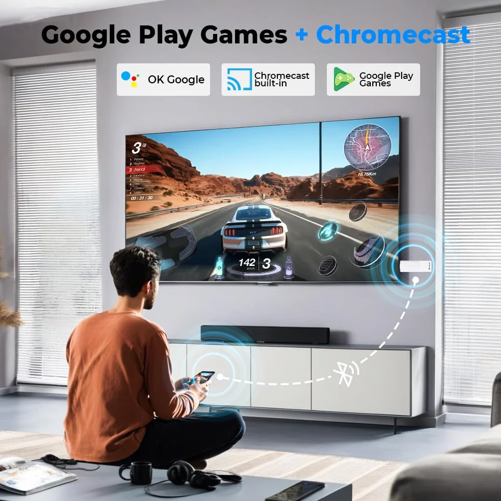 Android TV Stick 14.0, 4K TV Stick Box 2GB RAM 16GB ROM RK3518 CPU, Admite WiFi 6 2.4/5GHz Bluetooth 5.0 HDMI HDR10, Ultra HD Smart TV Stick Incluye Mando a Distancia por Voz Bluetooth 2026 Blanco