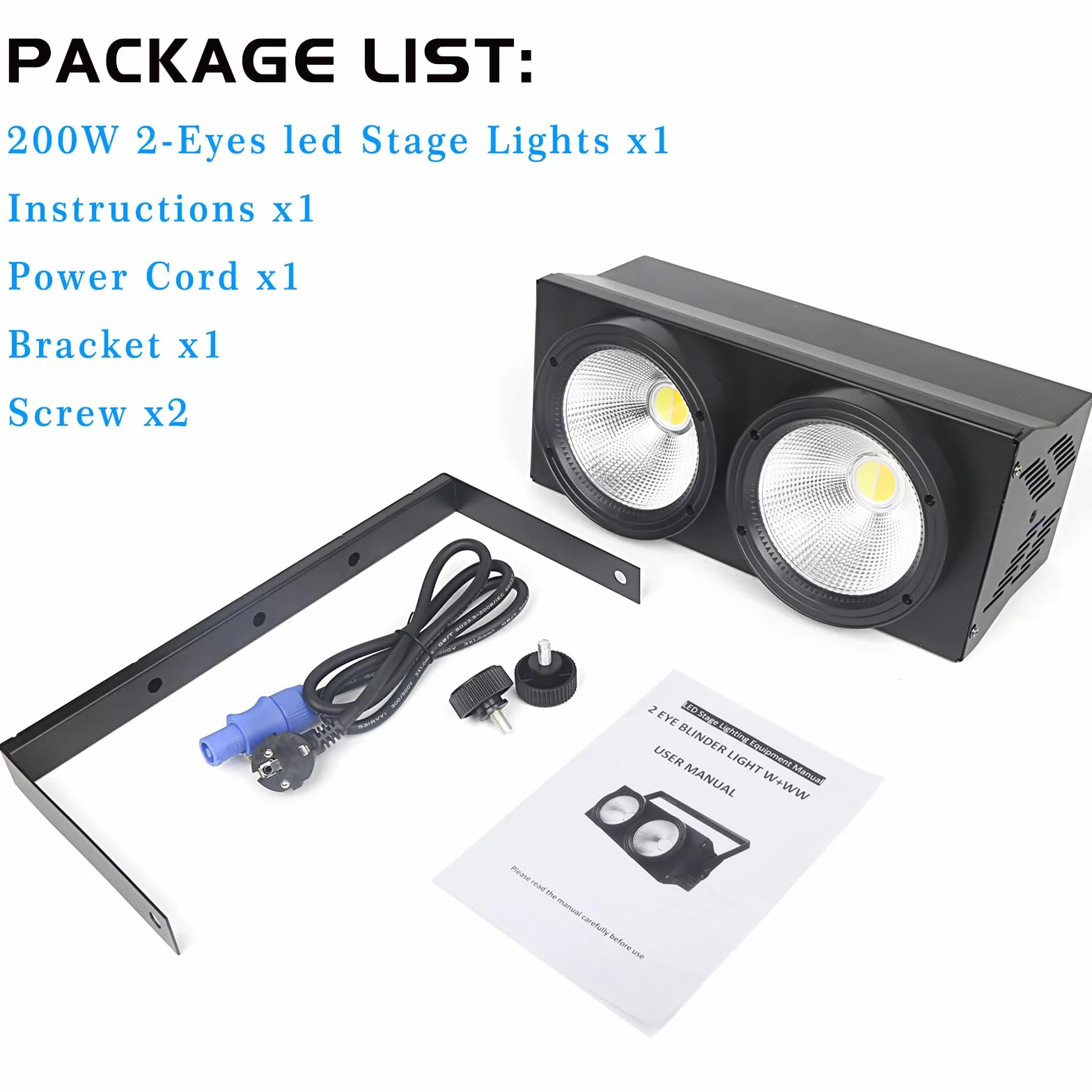 Luces PAR LED Cegadora de 200 W para escenario, 2 luces LED blanco frío y cálido, control DMX, estroboscópico COB con activación por sonido para teatros, iglesias y eventos de DJ.