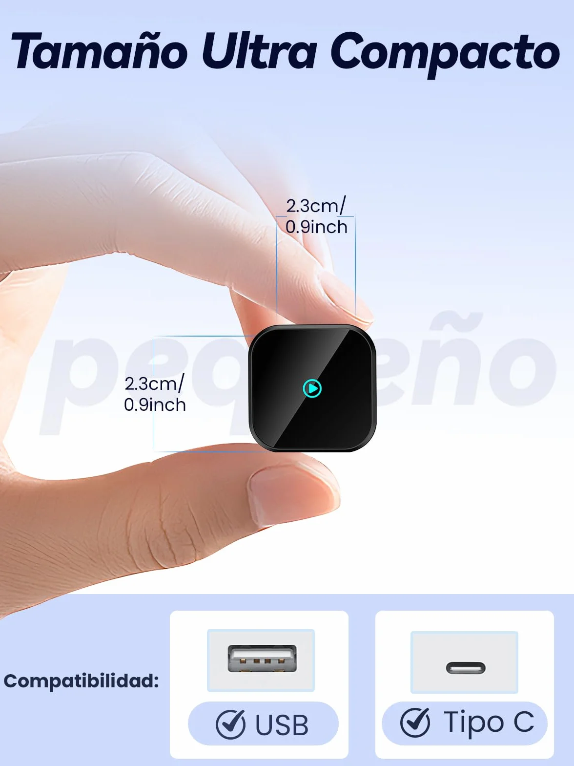 T3 Mini Adaptador CarPlay Inalámbrico para iPhone, Convierte CarPlay con Cable en Inalámbrico, Plug & Play con Type-C/USB, Compatible con Coches Desde 2016, Adecuado para iPhone con iOS 10+