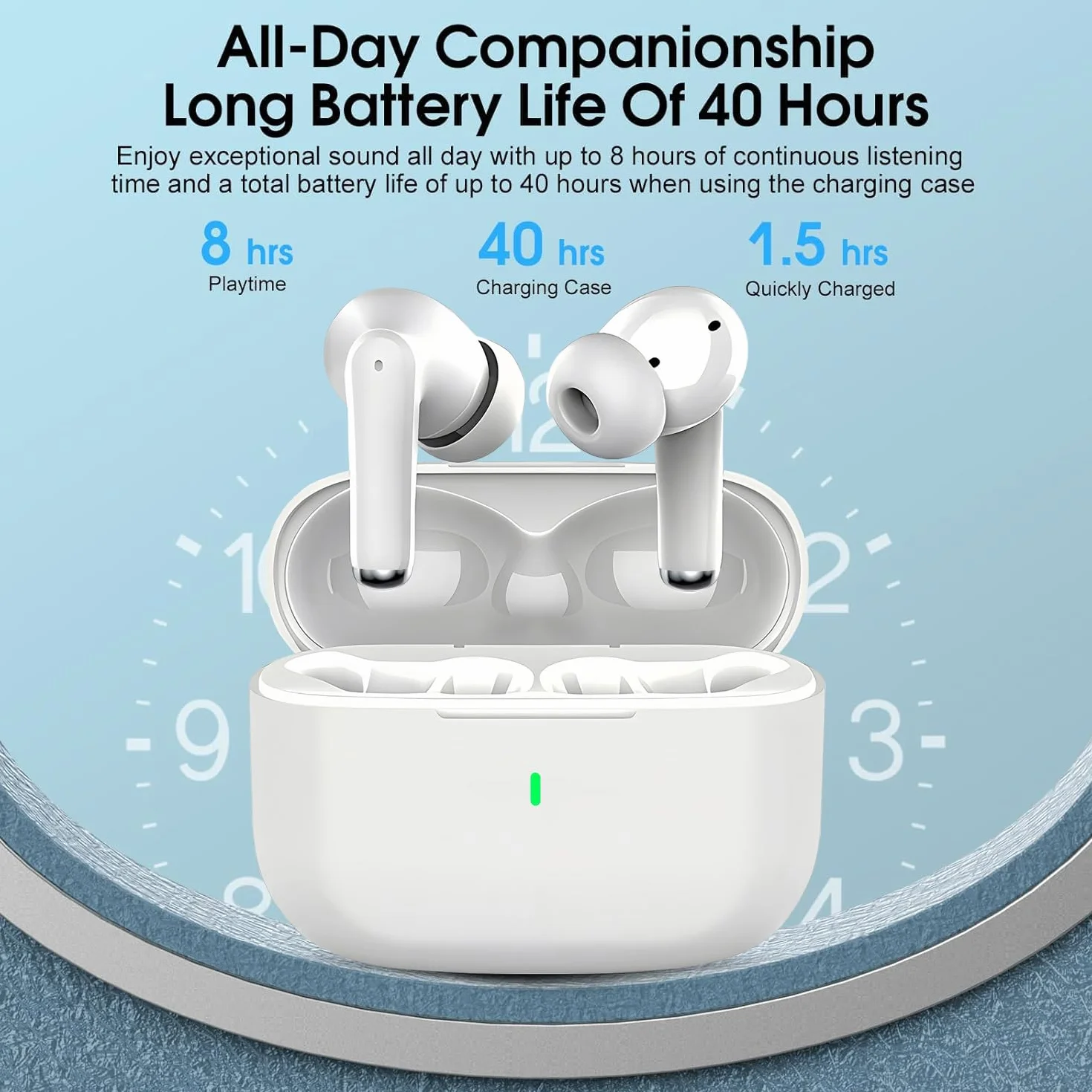 Auriculares Inalámbricos Bluetooth, Bluetooth 5.3 In Ear Auriculares con Cancelacion Ruido HD Mic, 46H Estéreo Control Táctil Cascos Inalambricos, IP7 Impermeable Audifonos para iPhone/iOS/Android