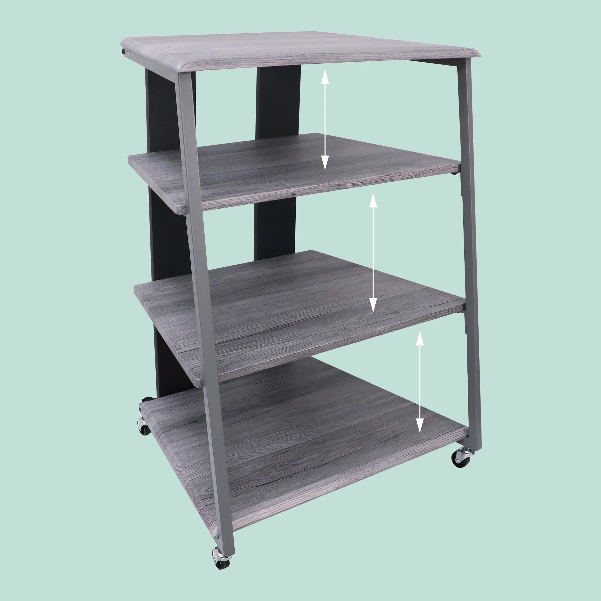 Relaxdays estantería para HiFi, 4 Niveles, Hierro y MDF, 78x61x52 cm, Gris