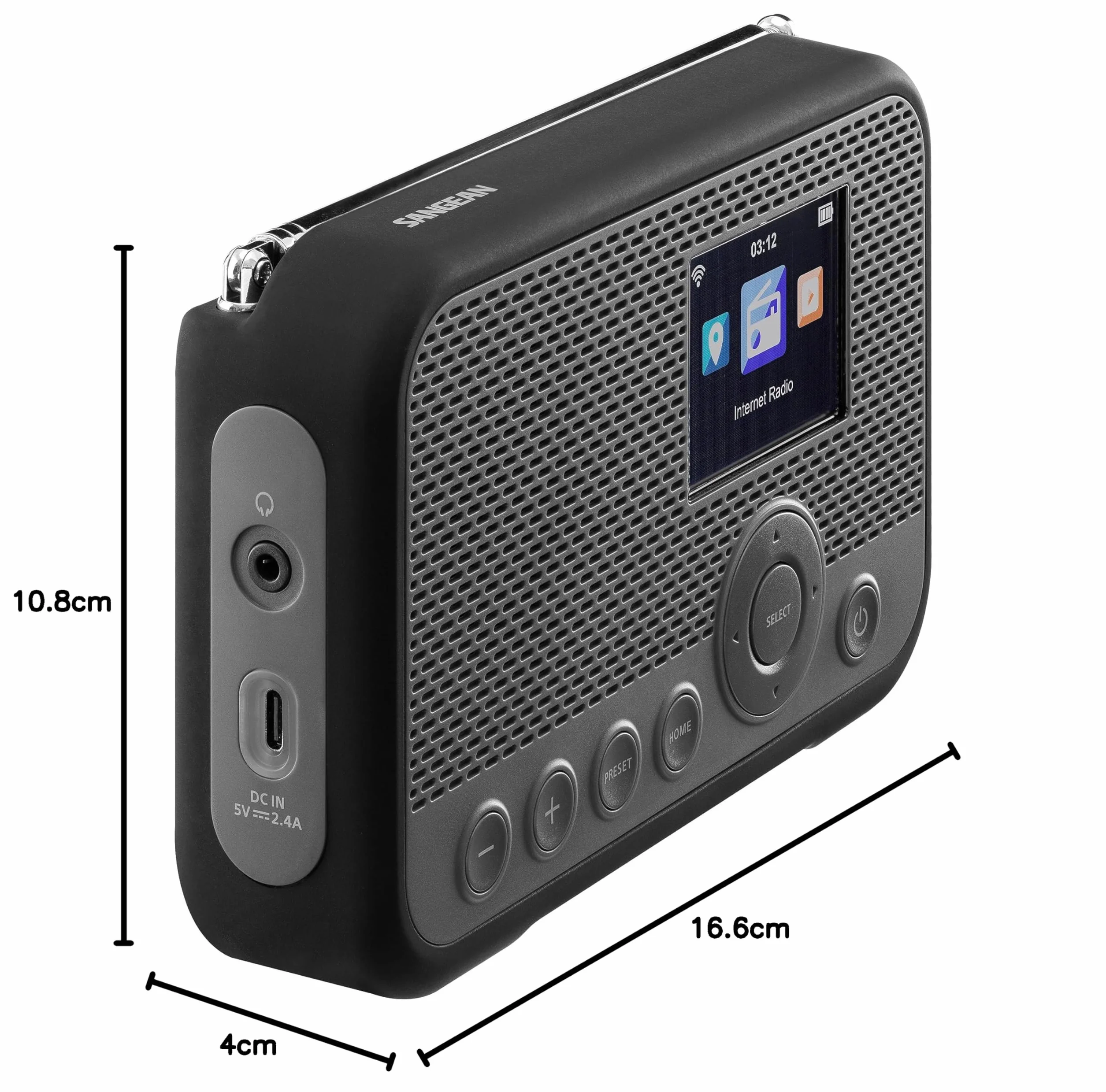 Sangean WFR-39 Radio por Internet con Dab+, FM, WiFi Gris-Negro