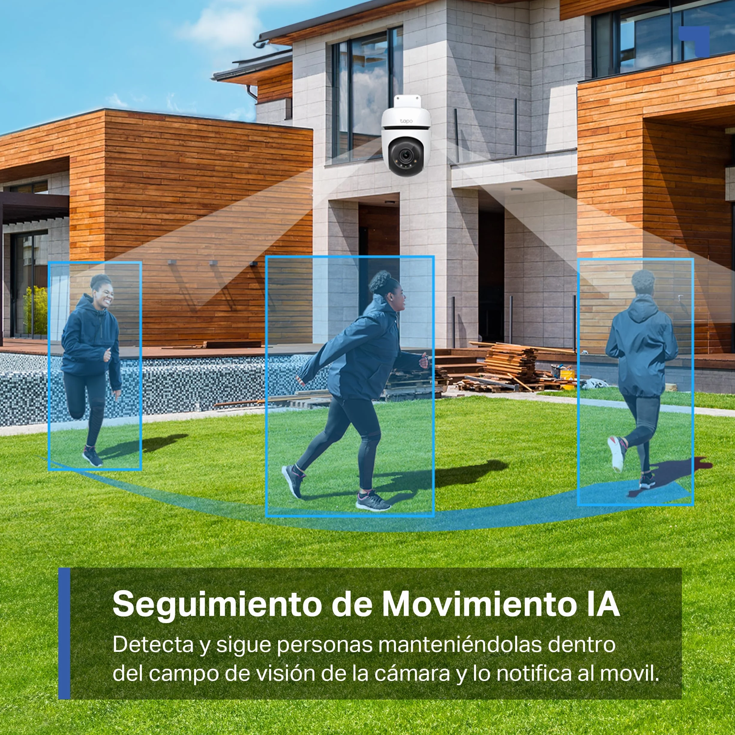 Tapo C51A Cámara de vigilancia Wi-Fi Exteriores 360° Visión Nocturna Color 2K 3MP Detección Personas IA Seguimiento Movimiento IP65