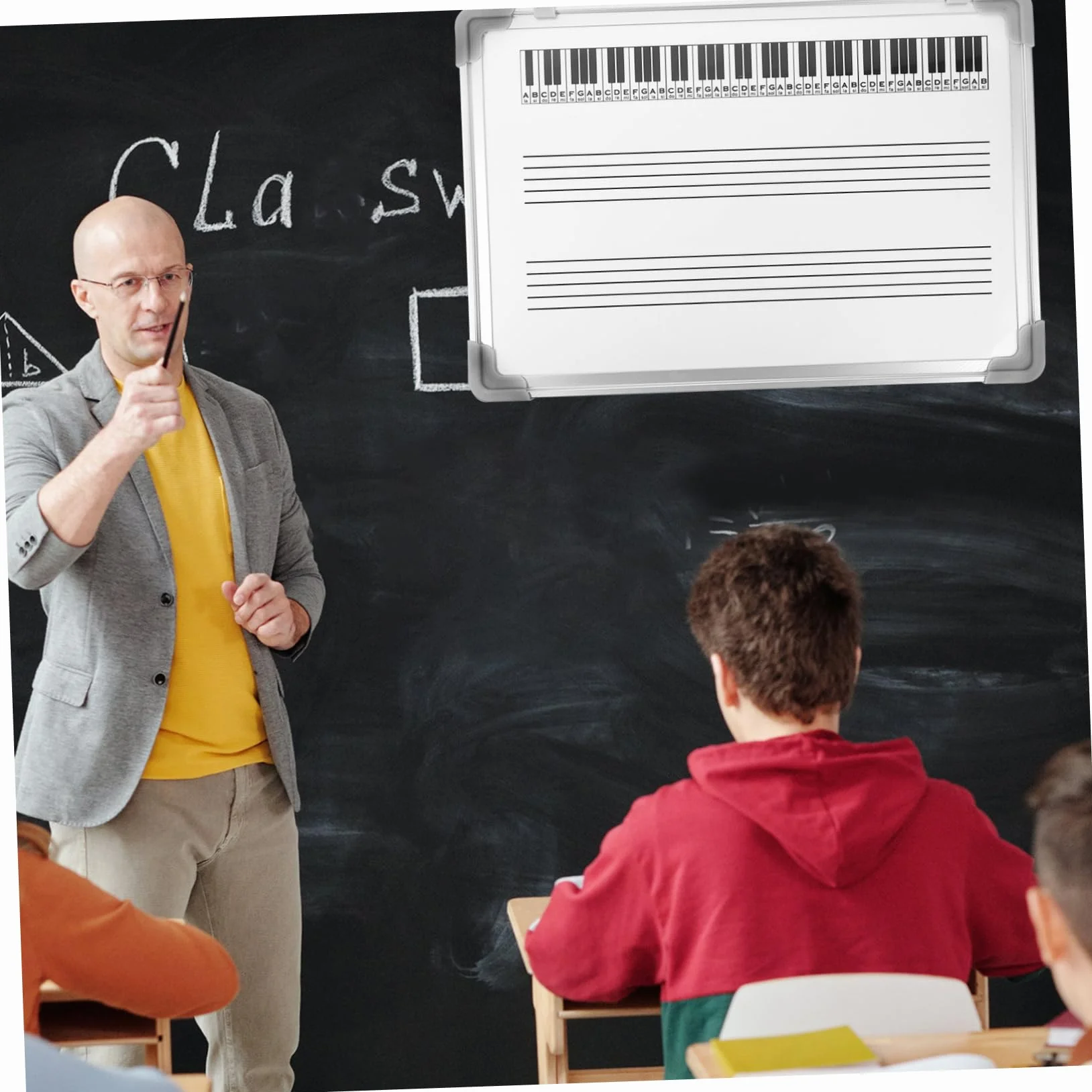 SHINEOFI Pizarra Musical Borrable Pentagrama Blanco, Resistente al Desgaste y Superficie Lisa, Adecuada para Educación Musical y Formación en Instituciones