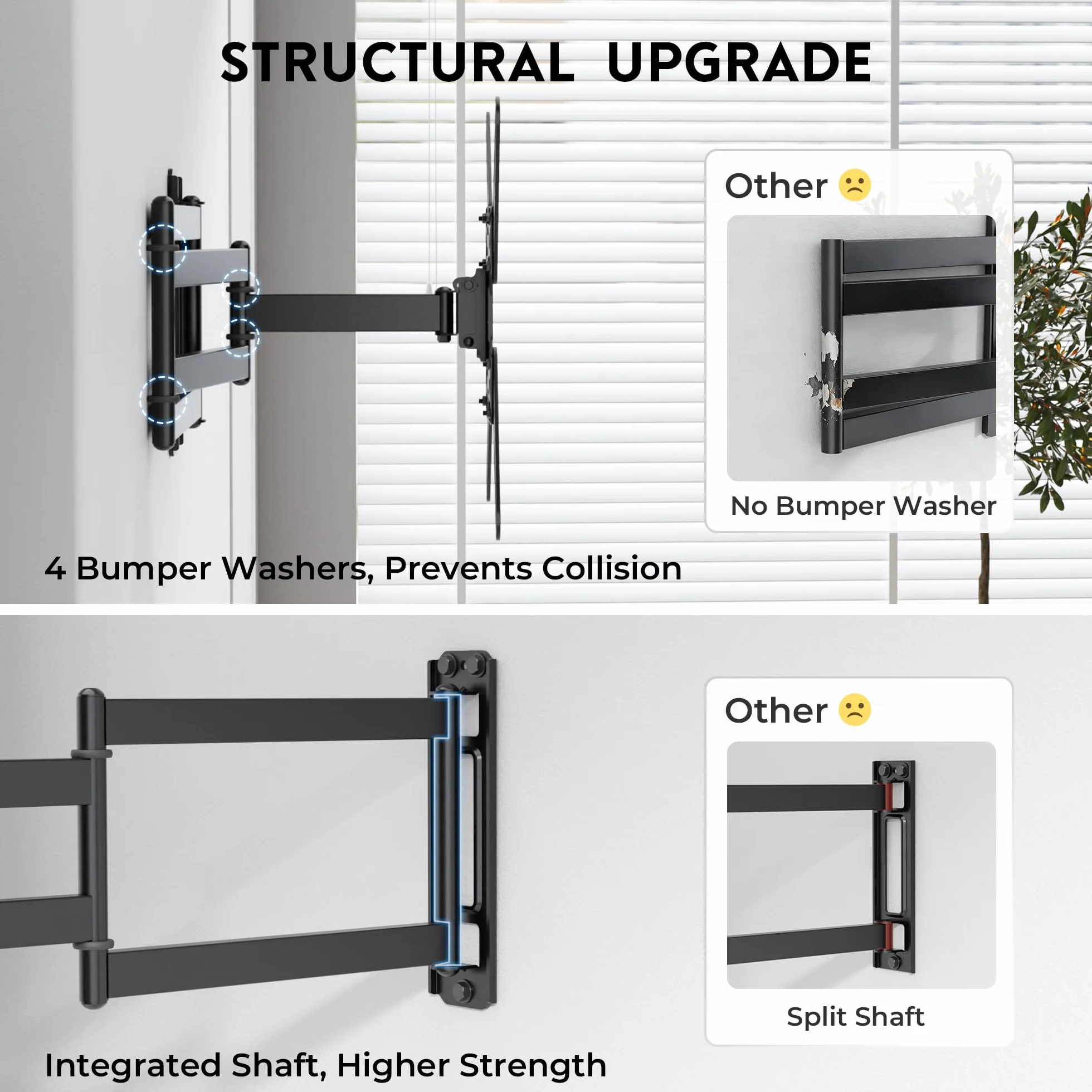 BONTEC Soporte TV Pared 26-65 Pulgadas, Brazo Extensible 950 mm, Inclinable Giratorio, Carga 35 kg, VESA 400x400 mm