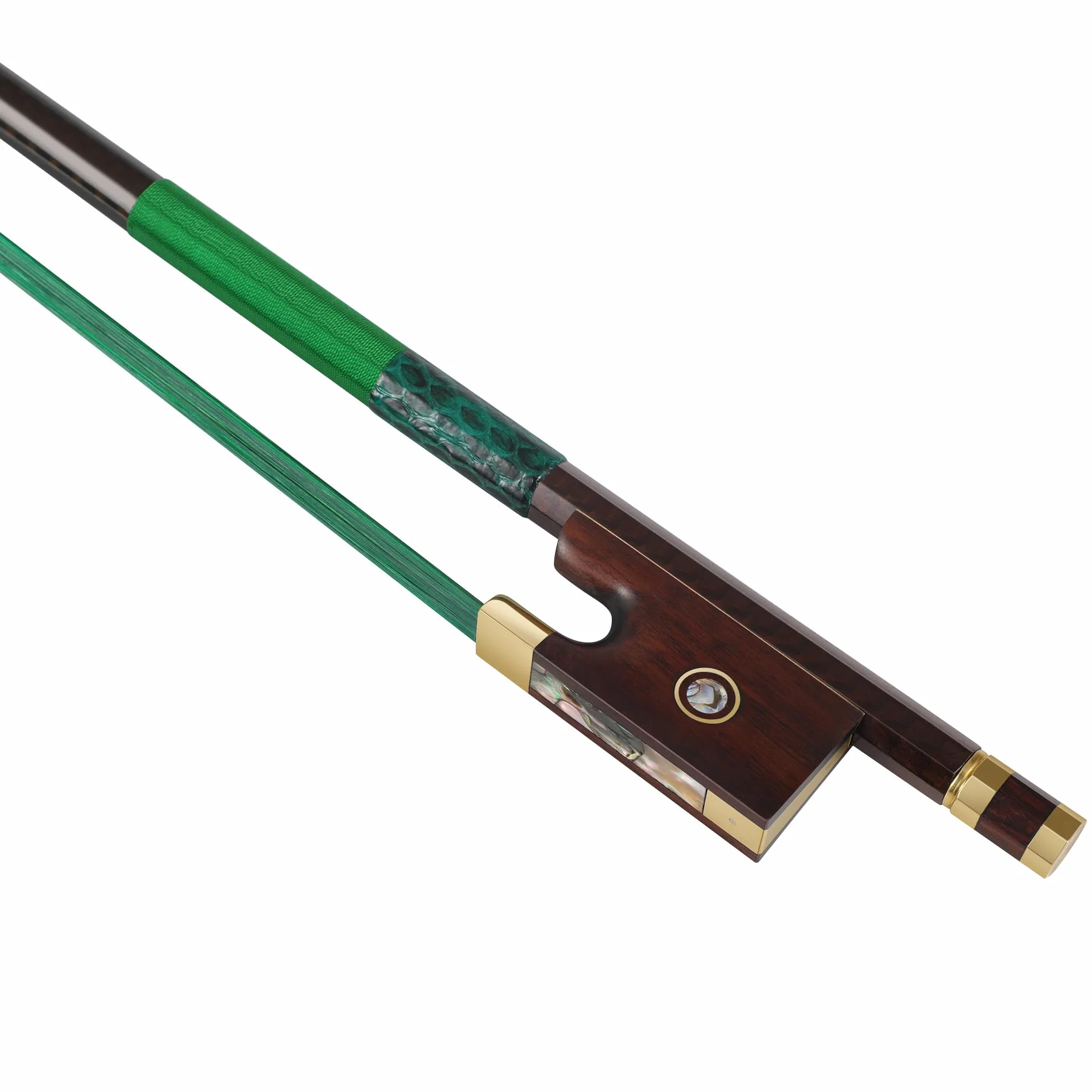 Arco para violín de fibra de carbono 4/4, ultraligero e irrompible con crin de caballo de colores, incrustaciones de rana de madera de serpiente y nácar, grado profesional para viajes y actuaciones