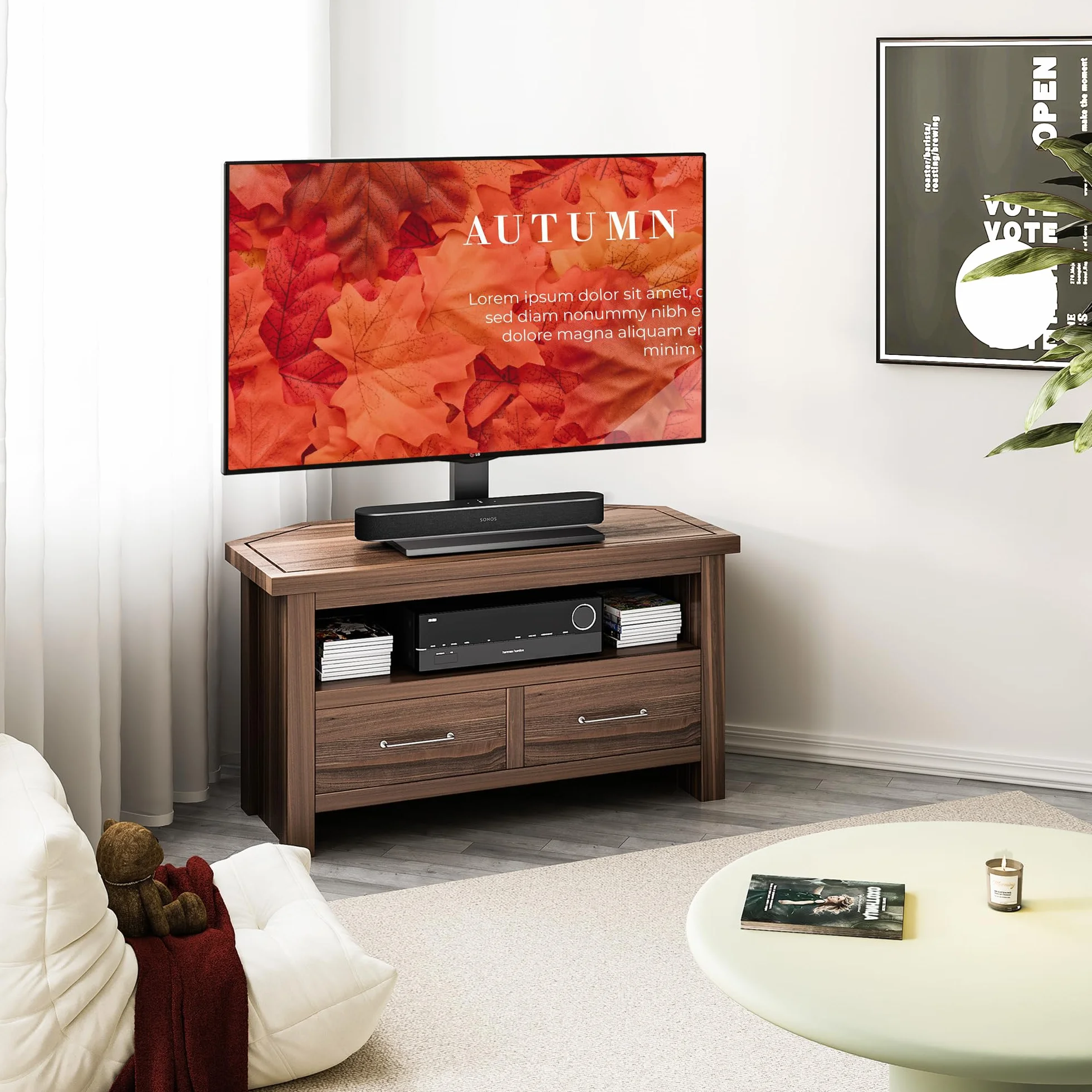 AOKCOS Soporte de TV Giratorio y Altura Ajustable para televisores de 32 a 75 Pulgadas de hasta 50 kg, Soporte Universal para TV MAX VESA 600 x 400 mm
