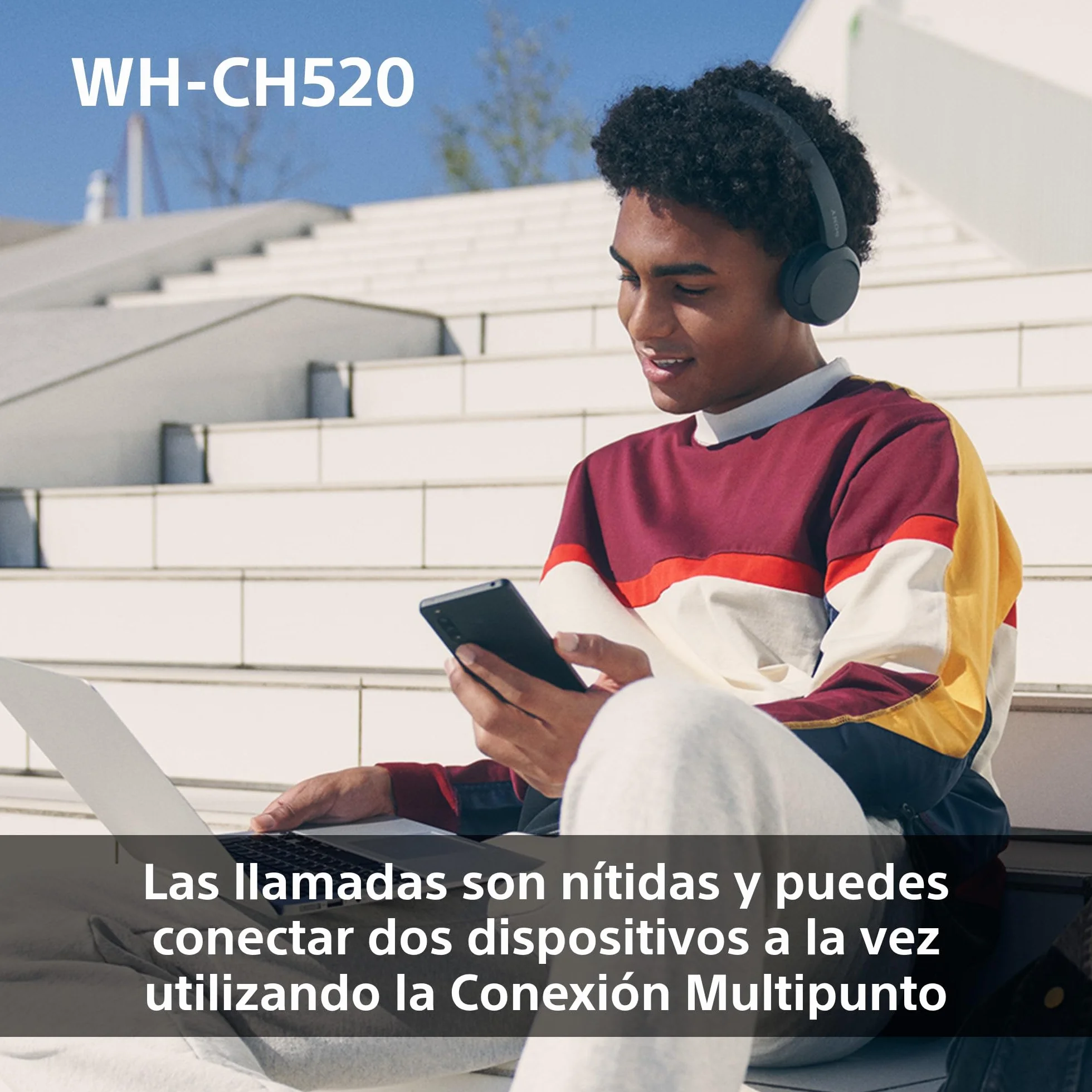 Sony WH-CH520 Auriculares Bluetooth 50 h batería DSEE micrófono integrado Beige