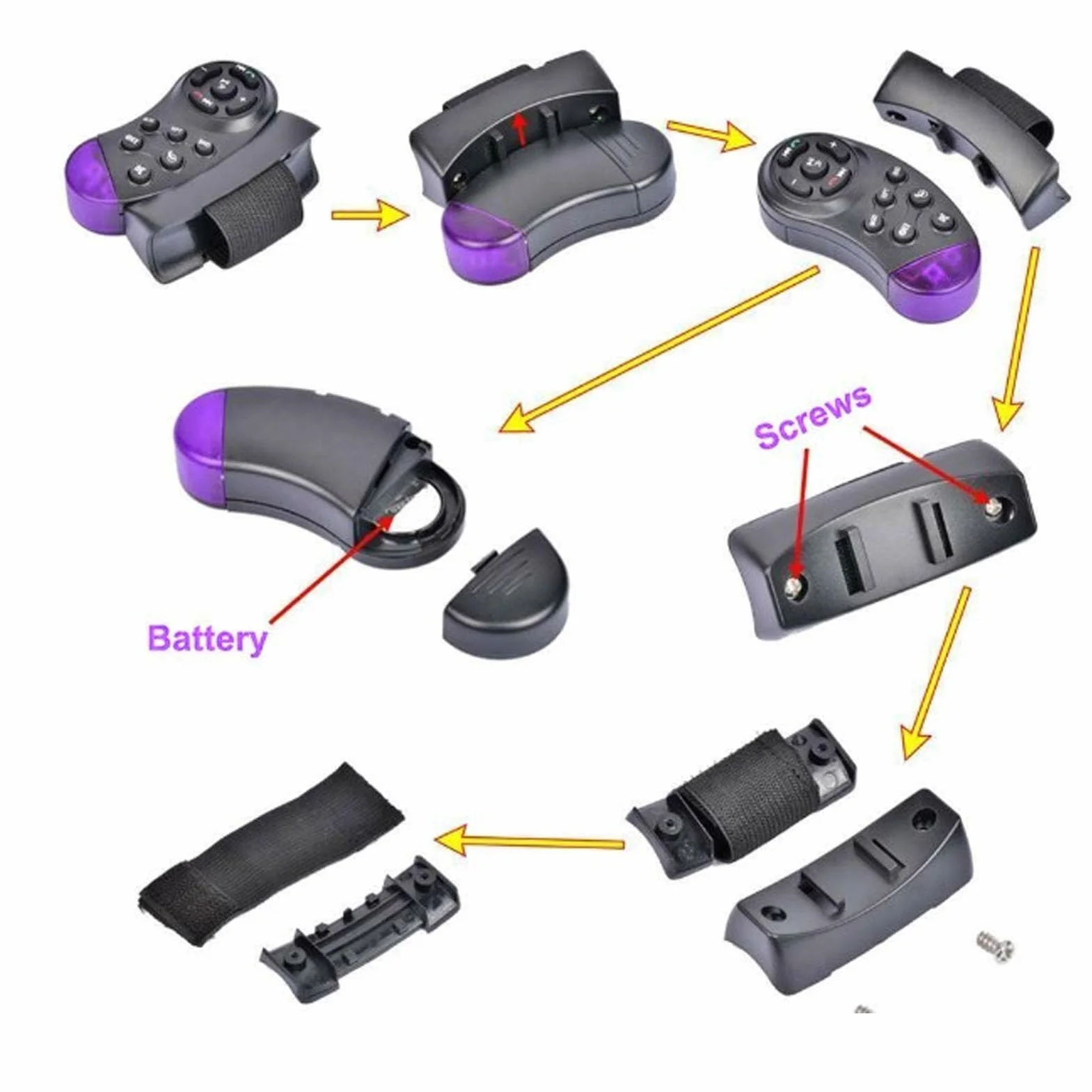 Alomejor Controlador de Volante Alcance 8M Reproductor DVD VCD Vehículos