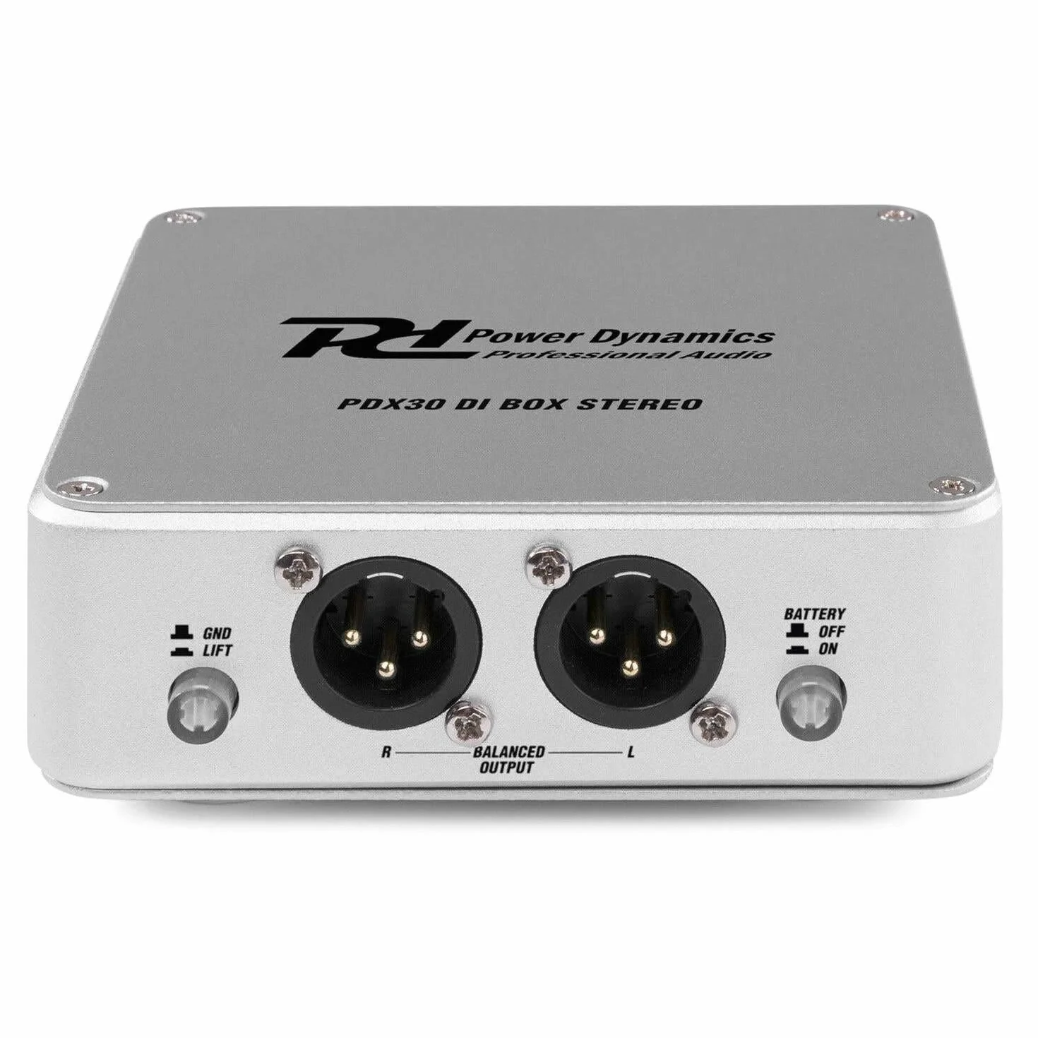 Power Dynamics PDX30 Caja DI Estéreo - Caja DI Profesional, Salida XLR balanceada, Entrada/Salida de Jack estéreo de 6,3 mm, alimentación conmutable: Pila de 9 V/alimentación Phantom de 48 V