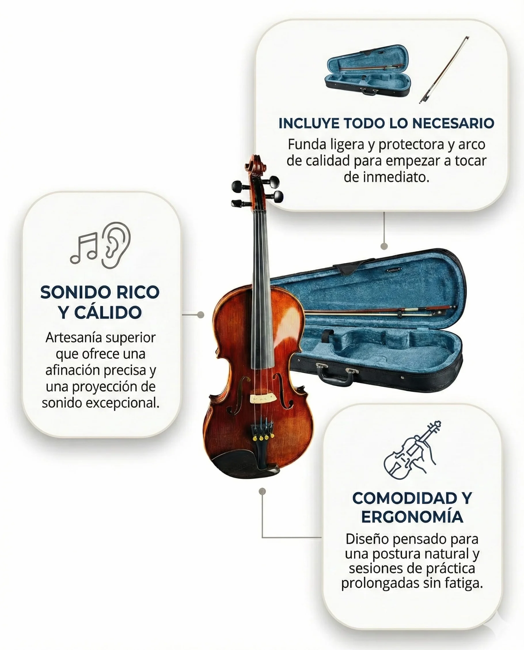 Fowler Instruments Violín 1/2 Elizabeth Thyme – Artesanal en abeto y arce, sonido cálido, barniz rojo, cuerdas premium, incluye arco y funda, montaje luthier