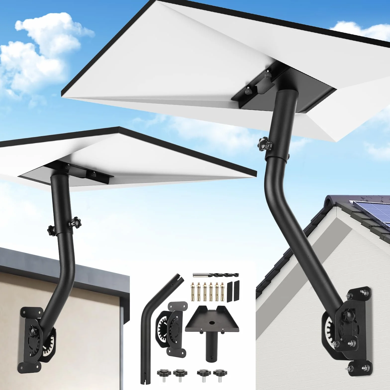 Soporte Starlink Gen 3,Kit de Montaje Ajustable Compatible con la Antena Estándar V3 de Starlink, Soporte para Poste V3,360° ajustable Soporte de Pared/Techo para Starlink.