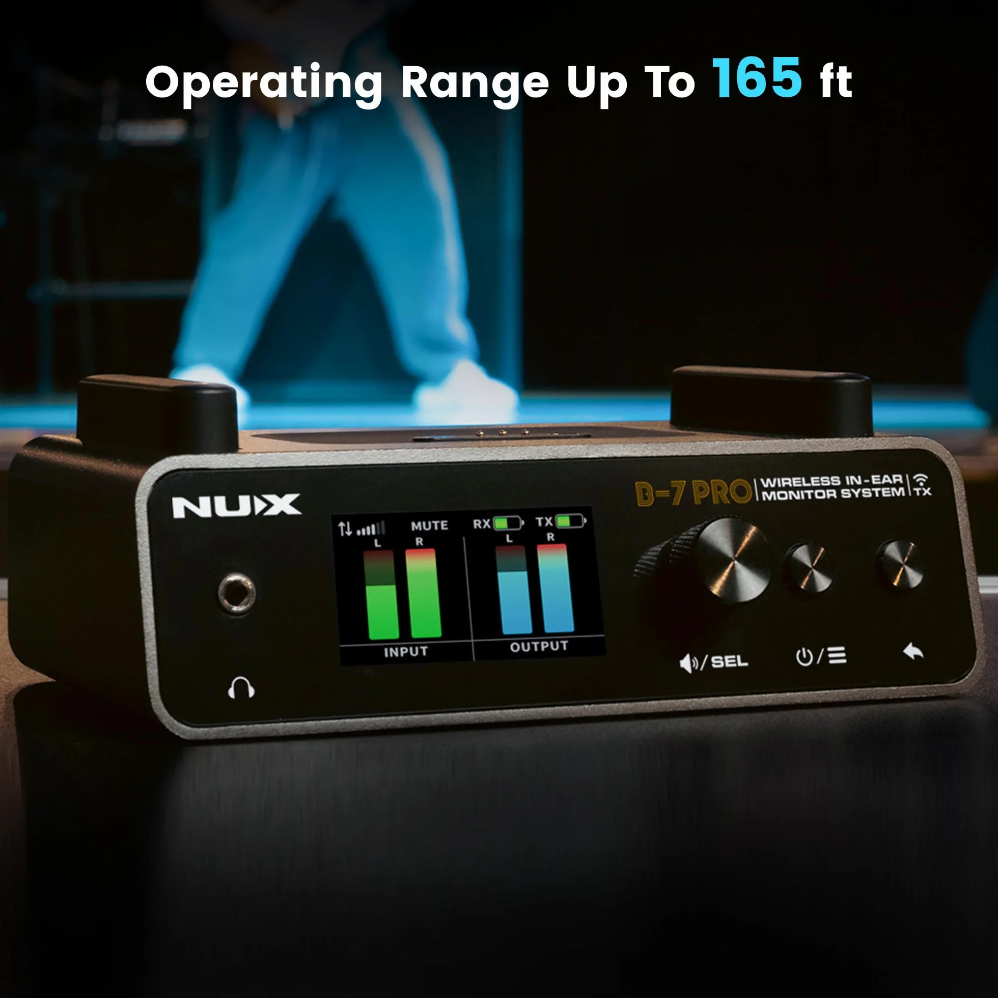NUX B-7 Pro - Sistema de monitor intraural inalámbrico estéreo, audio estéreo de 24 bits y 48 kHz, sin interferencias de 2,4 GHz, configuración automática