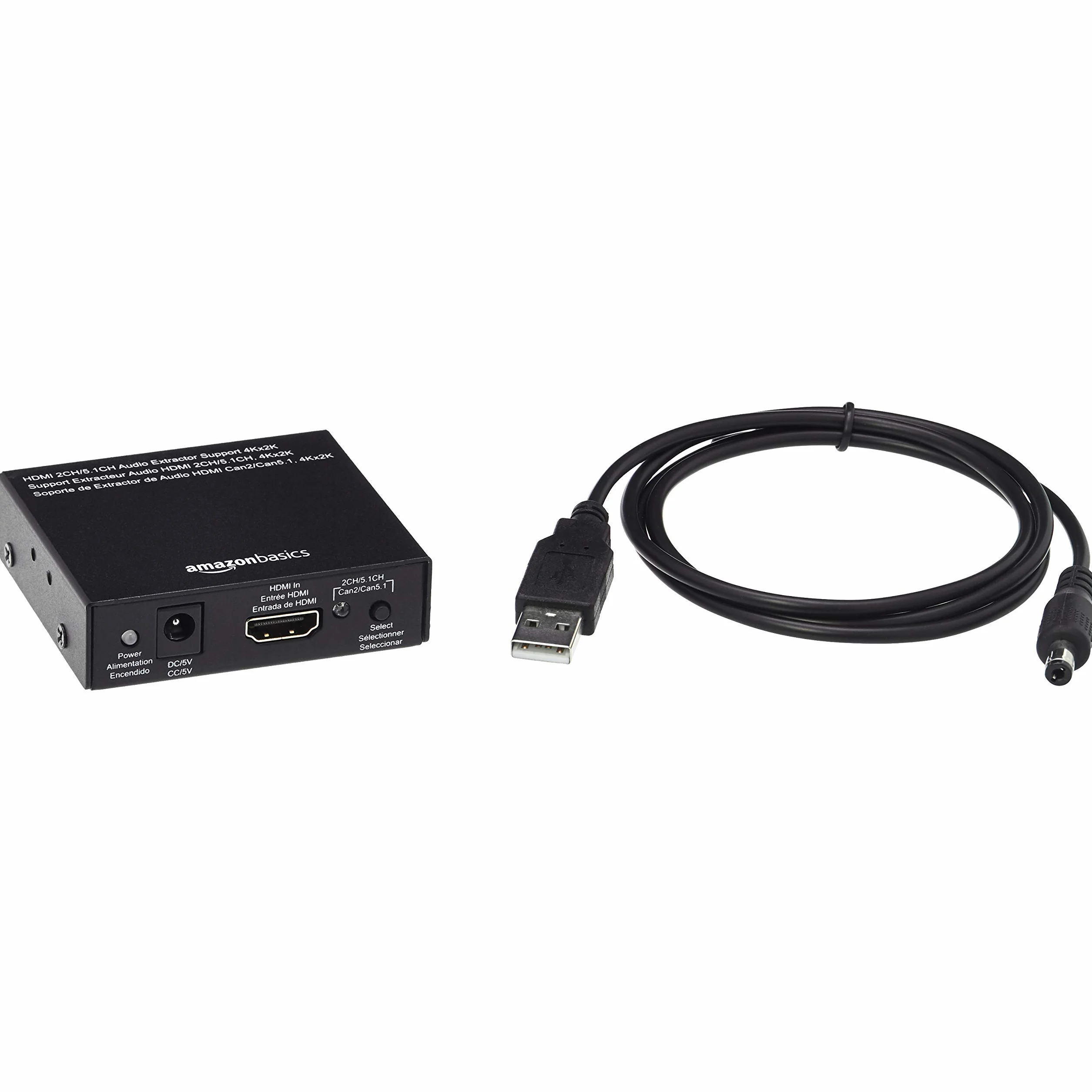 Amazon Basics Convertidor extractor 4K a 30Hz, HDMI a HDMI y audio (RCA estéreo o Spdif), negro