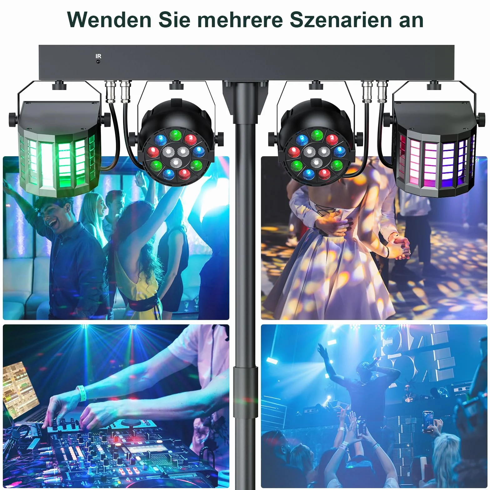 60W RGBW+Derby DMX Par LED dj luz discoteca con y soporte con control remoto, Iluminación de escenario con trípode ajustable para conciertos, bodas, cumpleaños, Halloween- con bolsa