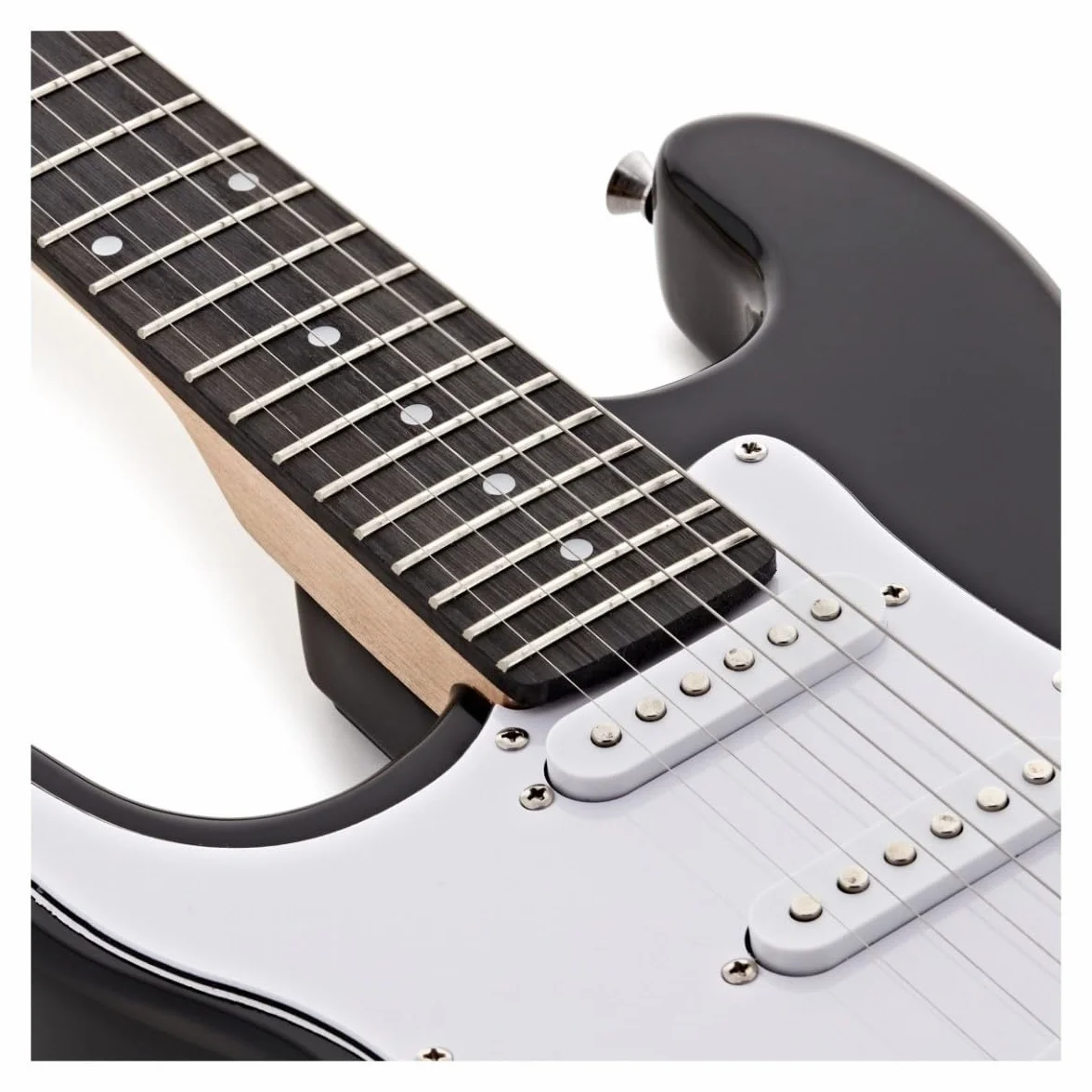 Guitarra eléctrica zurda tamaño 3/4 para principiantes con amplificador de 10W y accesorios, negro