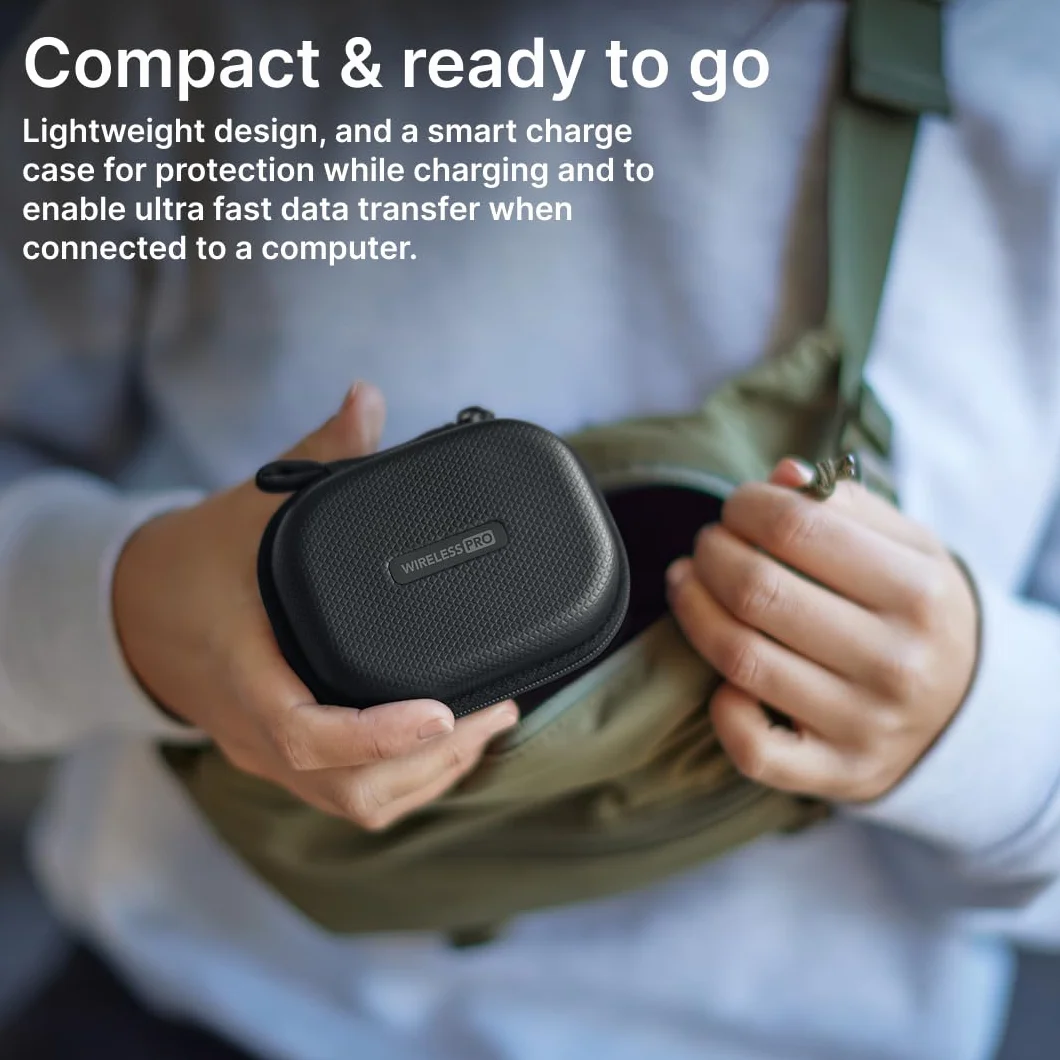 RØDE Wireless PRO Sistema de micrófono inalámbrico compacto con timecode, grabación interna 32 bits flotante, 2 micrófonos lavalier y estuche de carga inteligente para vídeo y contenido