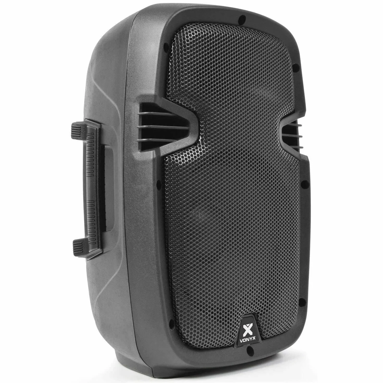Vonyx SPJ-800A - Altavoz Auto Amplificado woofer de 8" 200W Construido en ABS Entrada de línea y micrófono, Control de Graves y Agudos y Salida de línea