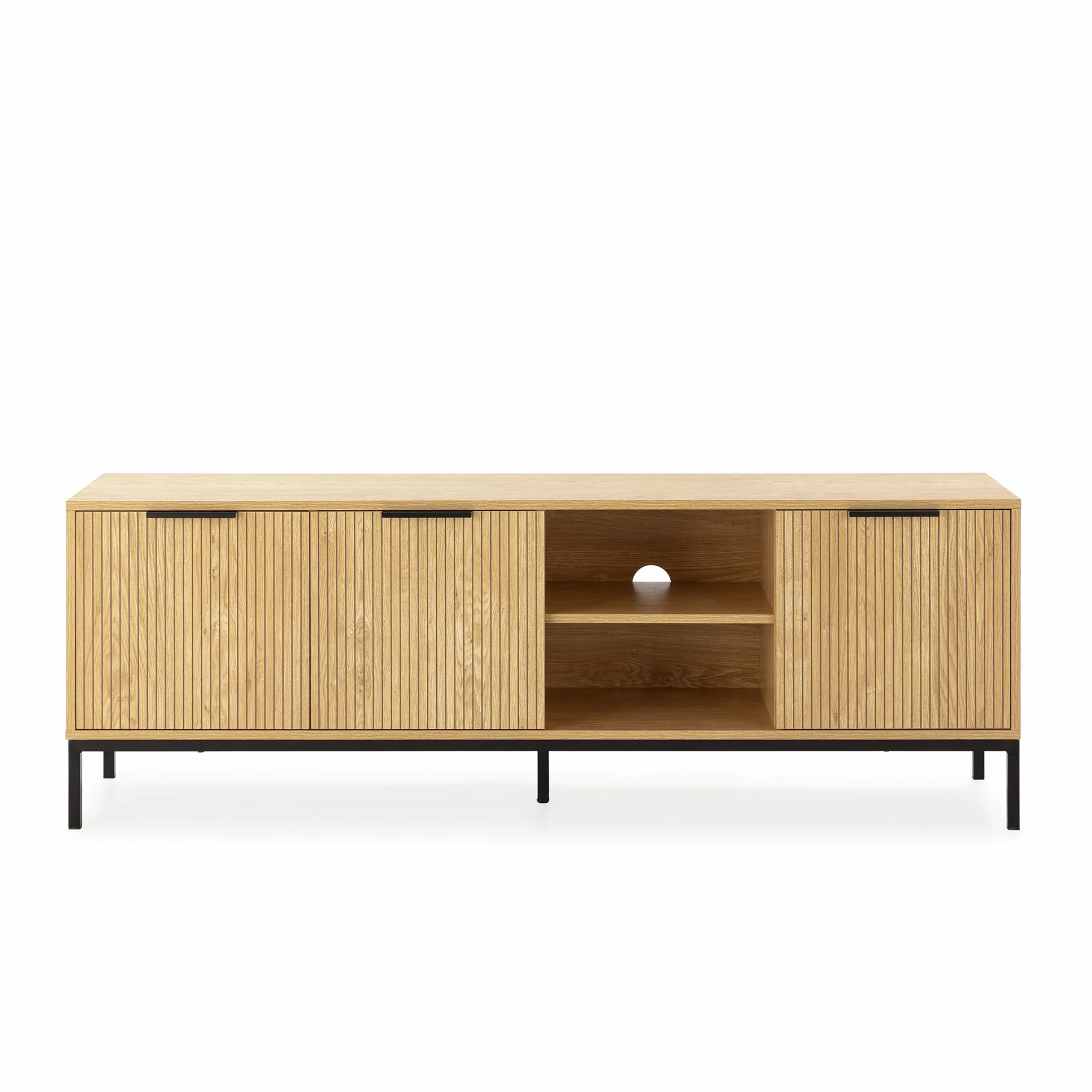 HOMN LIVING Mueble TV Mónica 3 Puertas Color Madera, 160 cm (Ancho) 40 cm (Profundo) 55 cm (Altura)