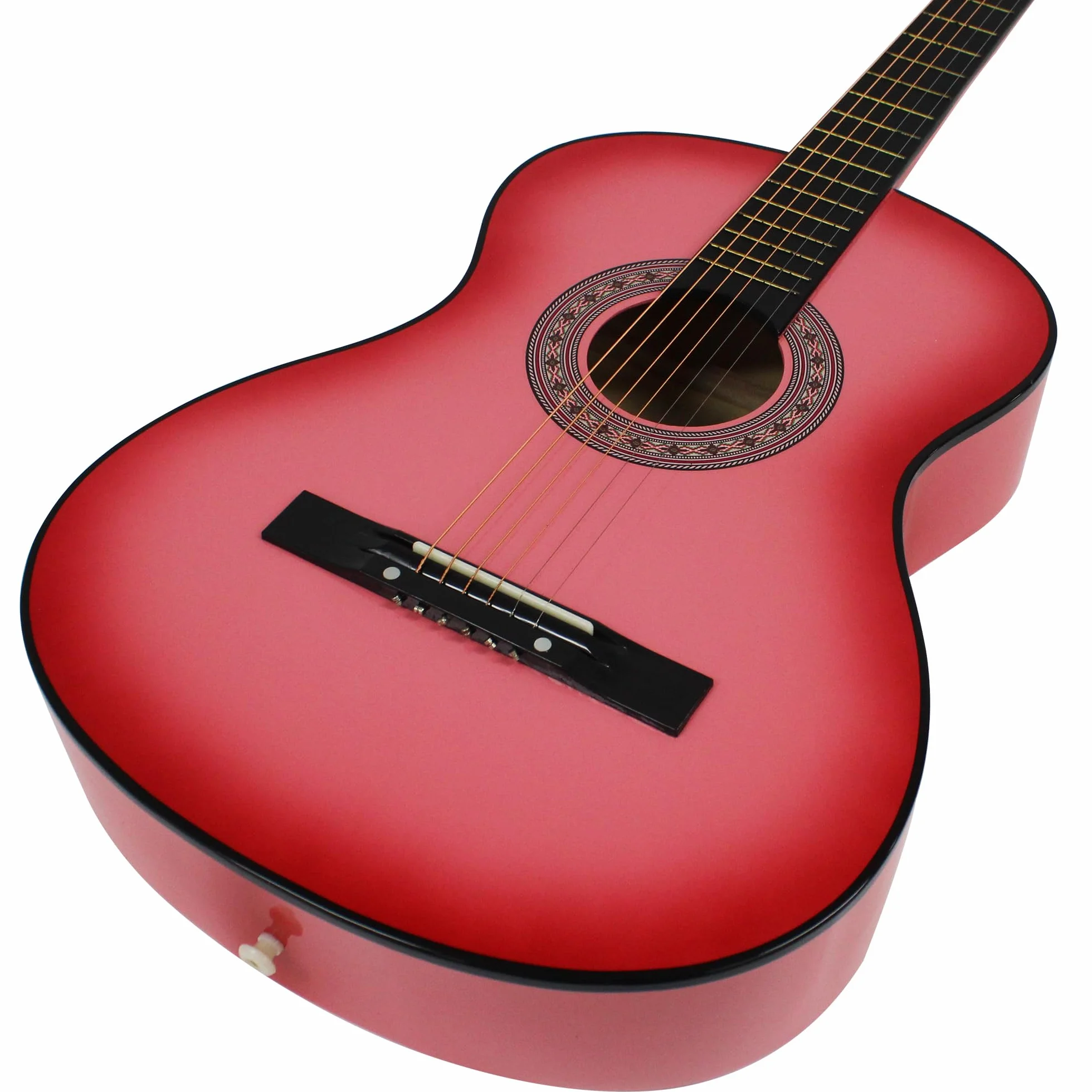 Dawoo Guitarra Acústica De 38 Pulgadas, Conjunto De Guitarra Para Amantes De La Música Para Principiantes (Rosa)