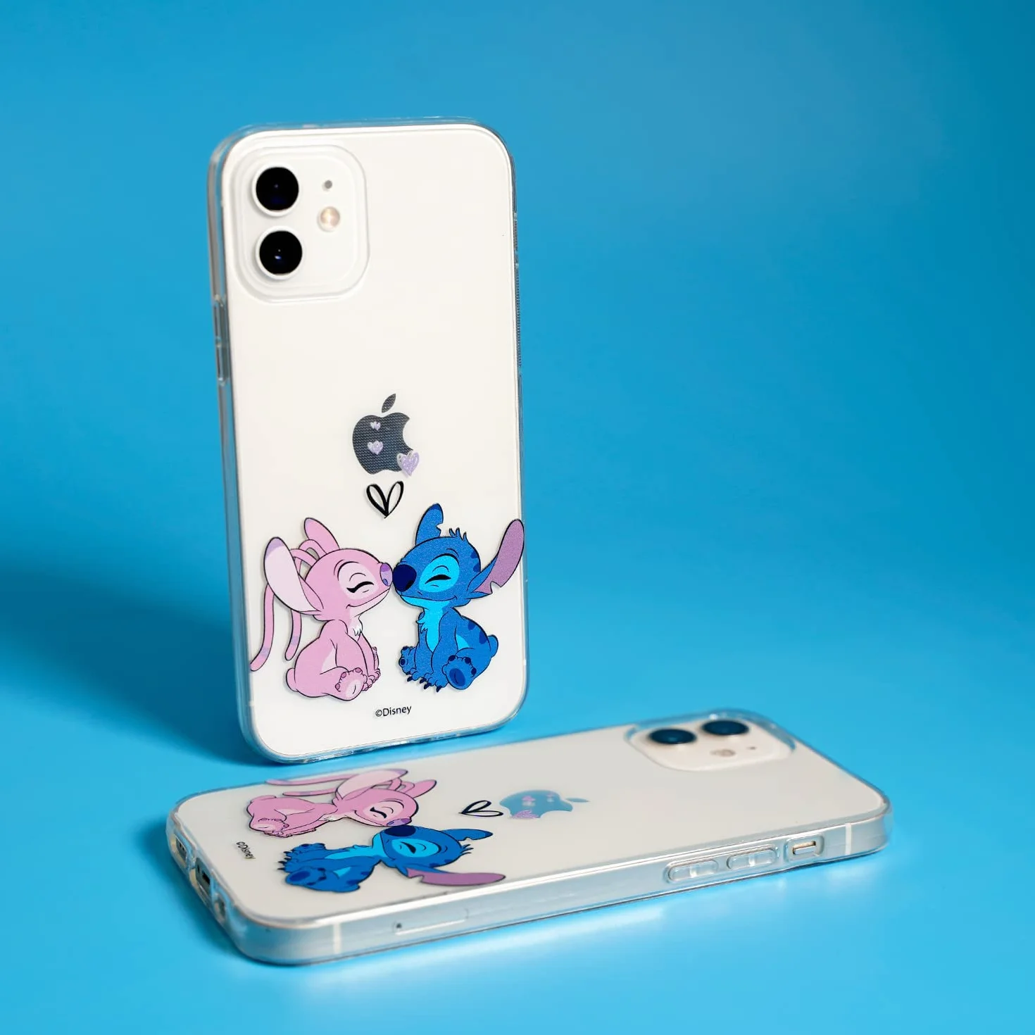 Funda para iPhone 13 Mini Oficial de Lilo & Stitch - Angel & Stitch Beso para Proteger tu móvil. Carcasa de Silicona Flexible con Licencia Oficial de Disney