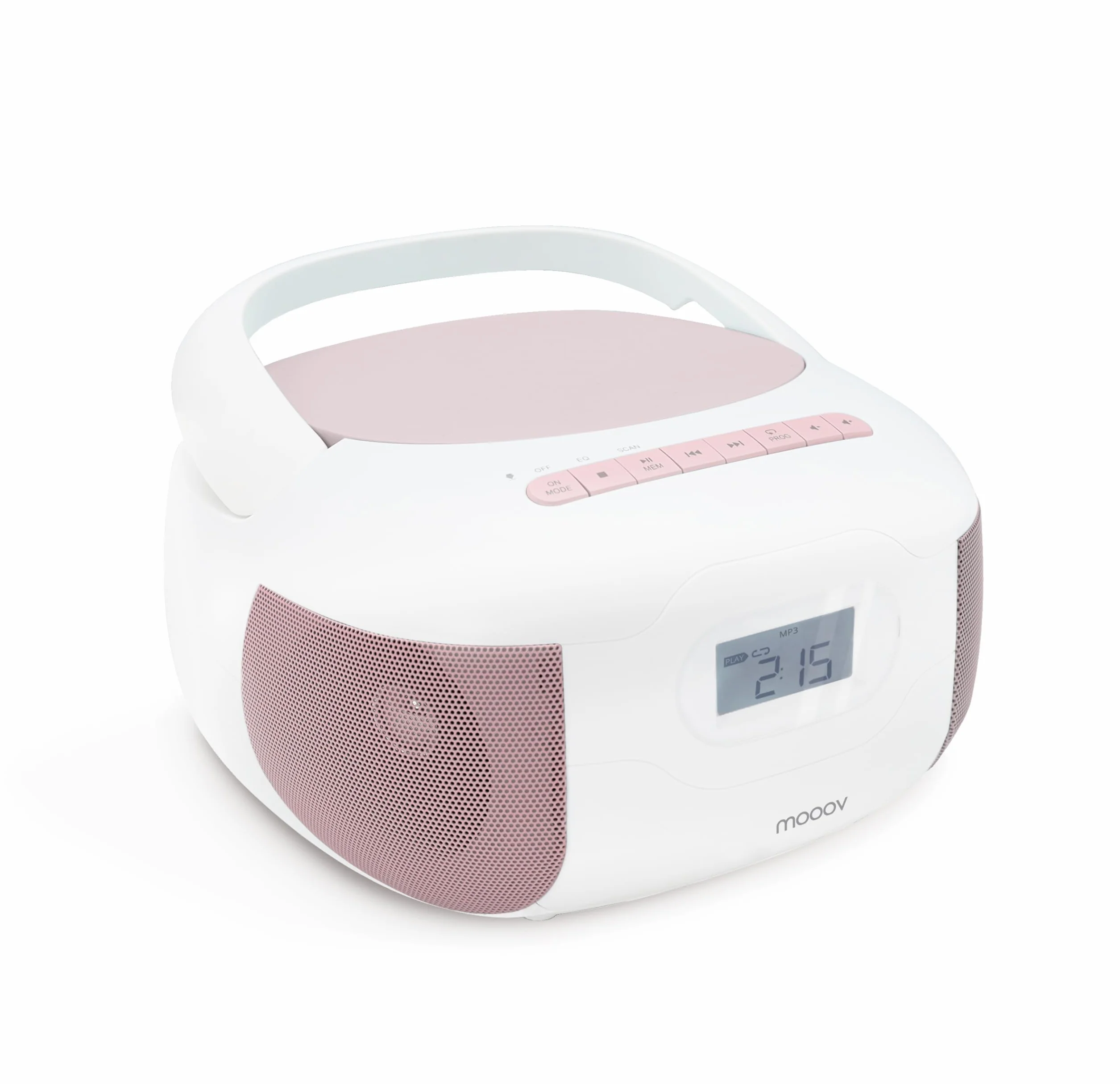 Metronic Radio CD Lector Portátil Bluetooth Rosa, Reproductor de CD Compacto con Altavoz Estéreo, USB, microSD, Radio FM