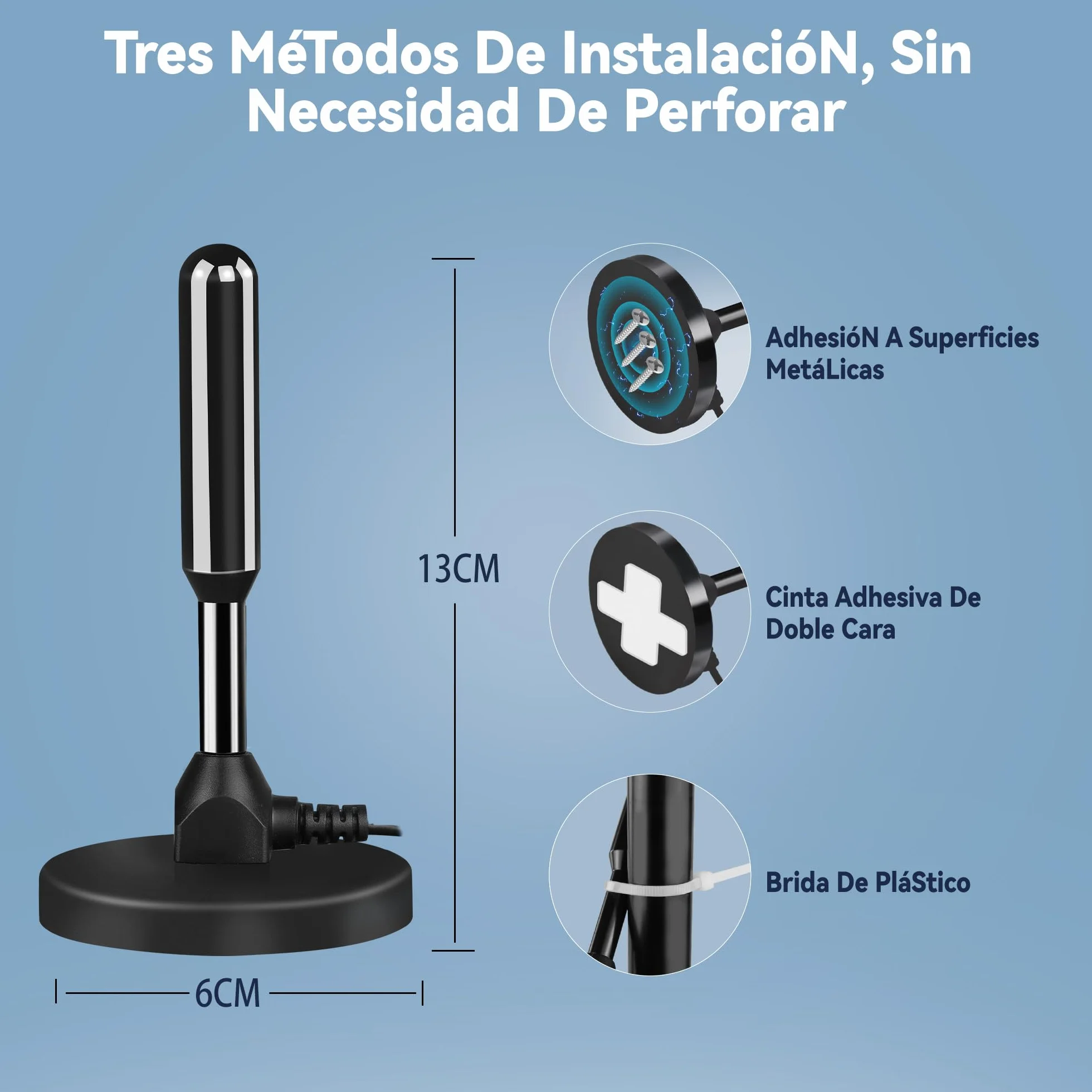 Antena TV Interior Potente 500km Largo Alcance 360° Recepción