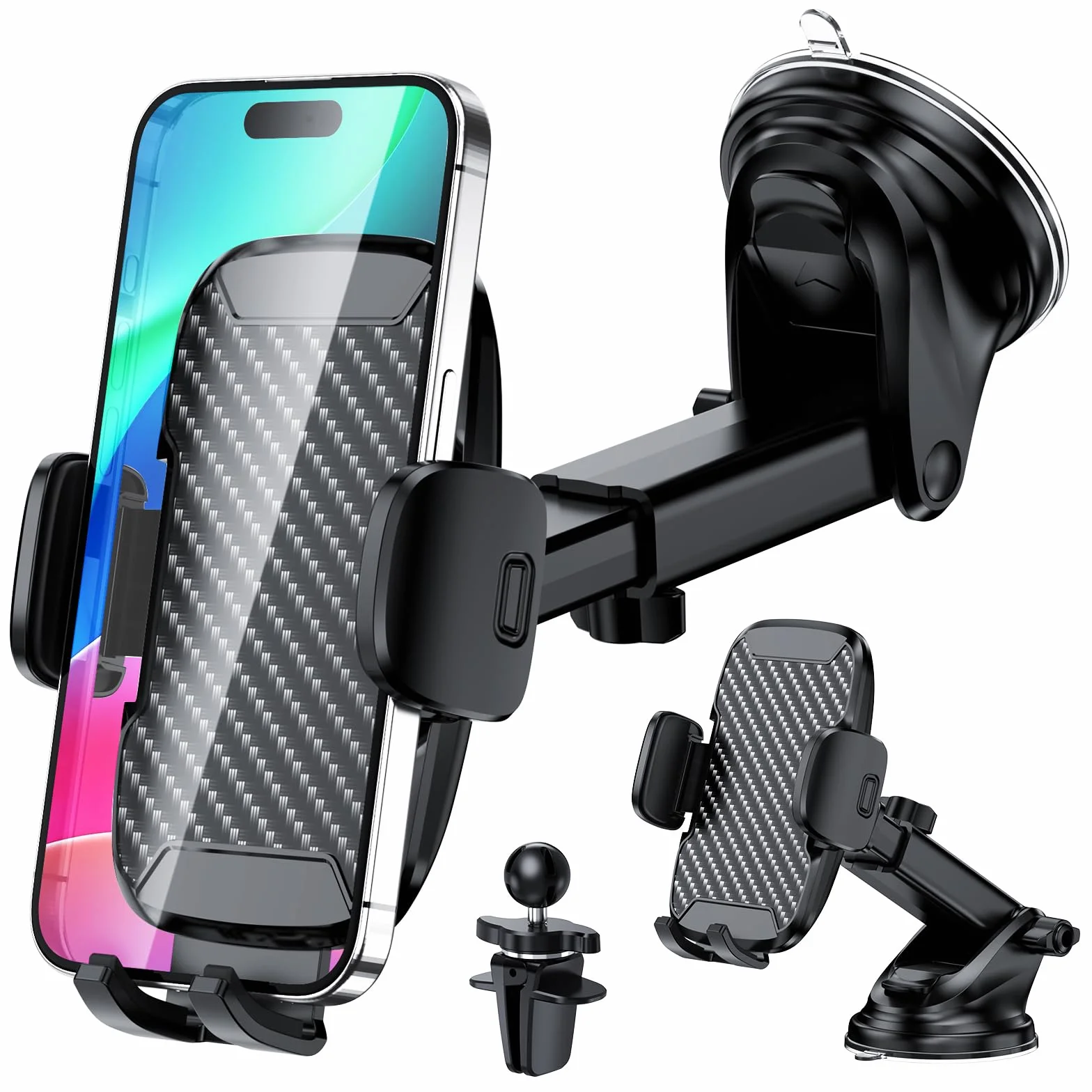 Vexloria Soporte Móvil Coche Universal con Ventosa y Clip para Teléfonos 4-7"