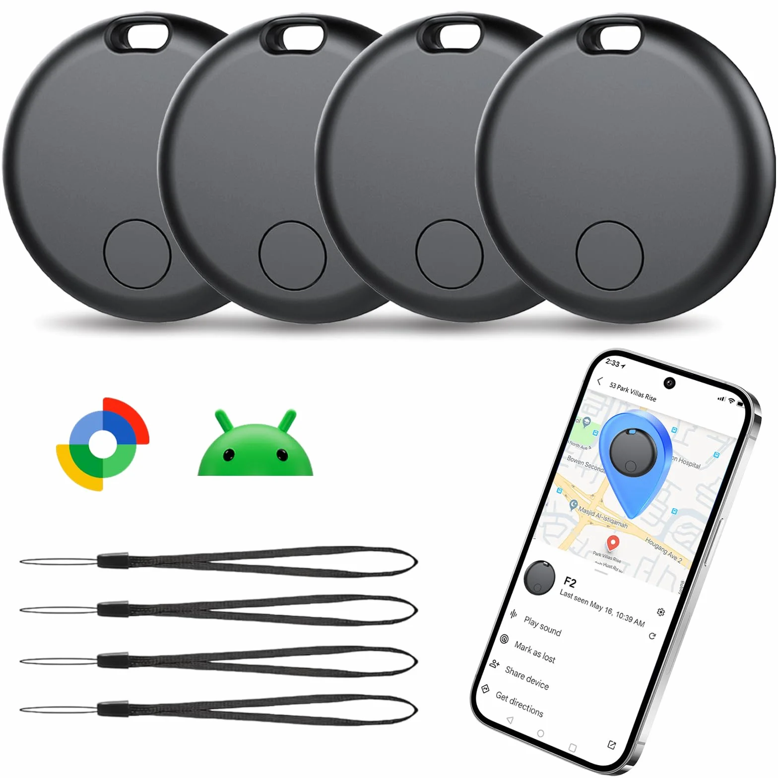 Localizador Bluetooth Android Smart Tracker IP68 Paquete de 4