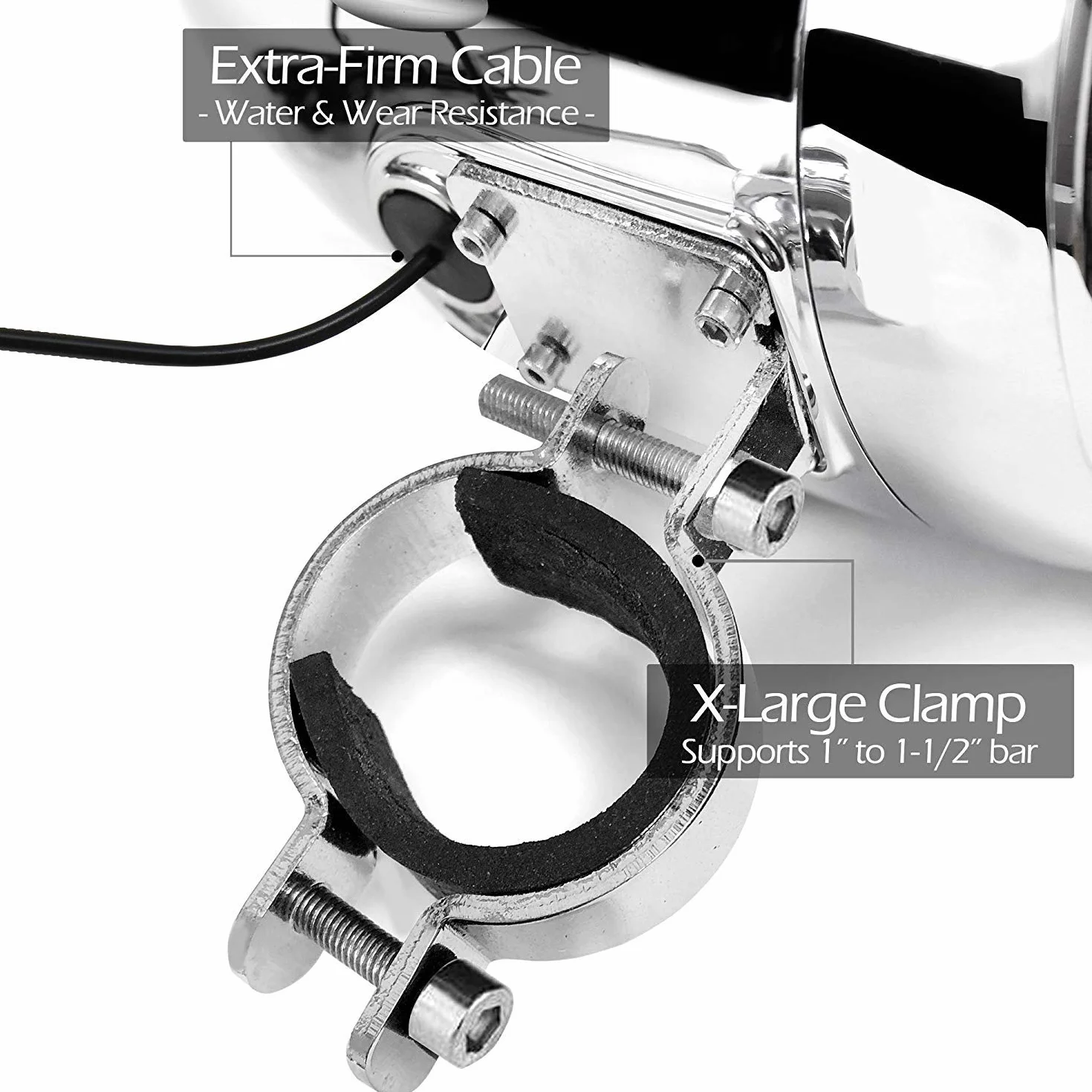 M150 Sistema de Audio con Amplificador de Moto con AUX, MP3, Radio FM, 4 Pulgadas de Altavoces estéreo Bluetooth Impermeables para Motocicletas ATV UTV RZR (Cromo, Ventilador)