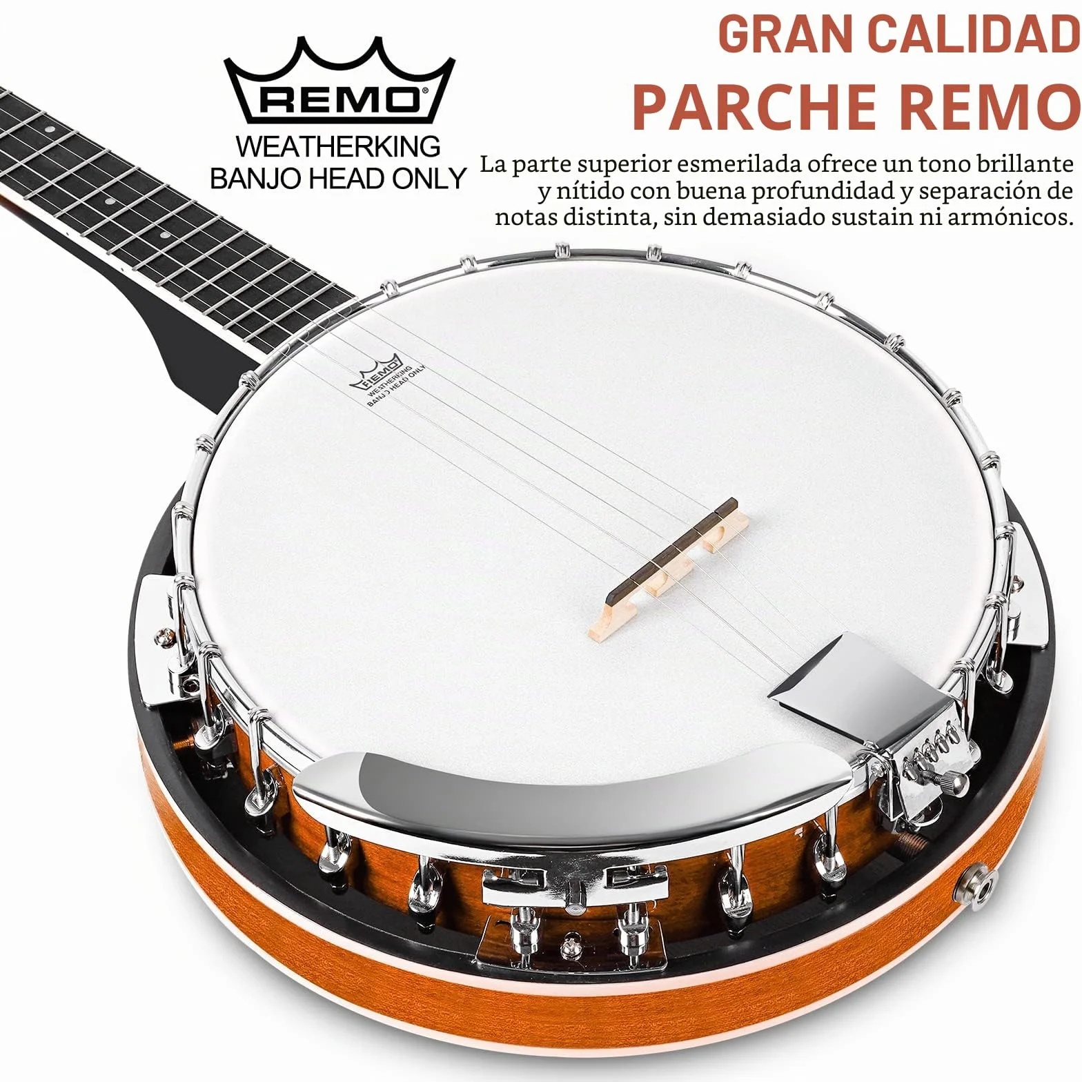 Vangoa 5 cuerdas Banjo Remo Cabeza Cerrada Espalda Sólida con kit de Principiante, Sintonizador, Correa, Recogida, Cuerdas, Selecciones y Bolsa