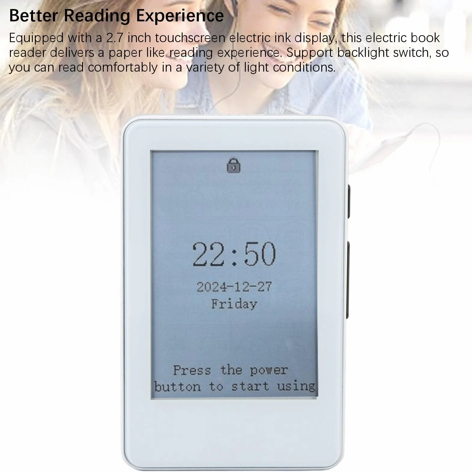 Lector de Libros Electrónicos 2.7 Pulgadas Pantalla Táctil Tinta, Reproductor MP3, 128 GB