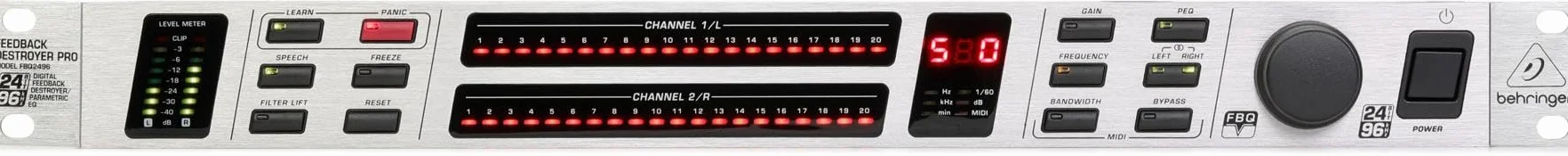 Behringer FBQ2496 Destructor De Retroalimentación rrápido Y Automático/Ecualizador Paramétrico Con 40 Filtros FBQ Y Rendimiento Del Audio De 96 Khz