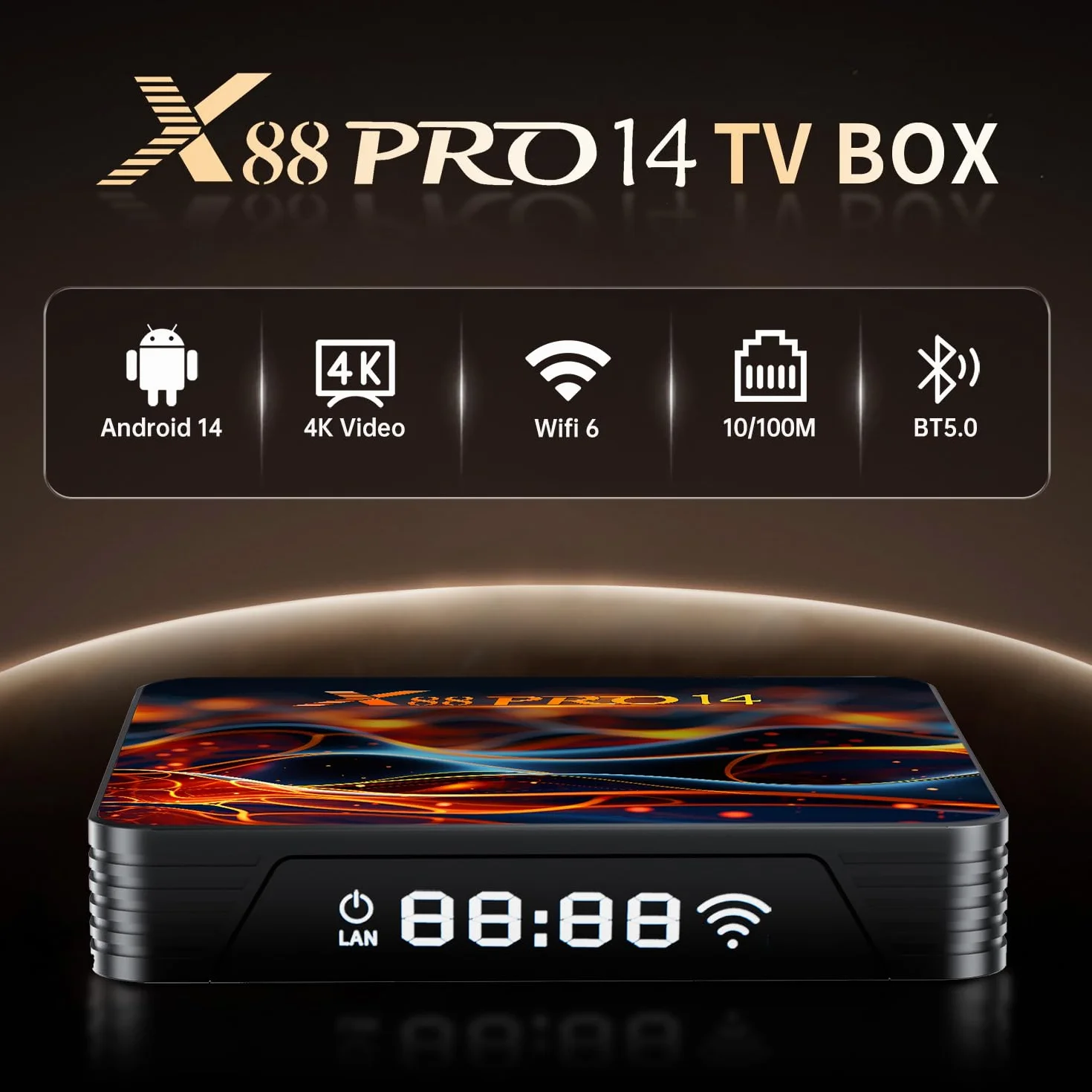TV Box Android 14.0 4K 2GB RAM 16GB ROM RK3518 Quad-Core 64bit Cortex-A53 Mali 450 MP2 GPU Wi-Fi Doble Banda Bluetooth 5.0 Ethernet HDR10